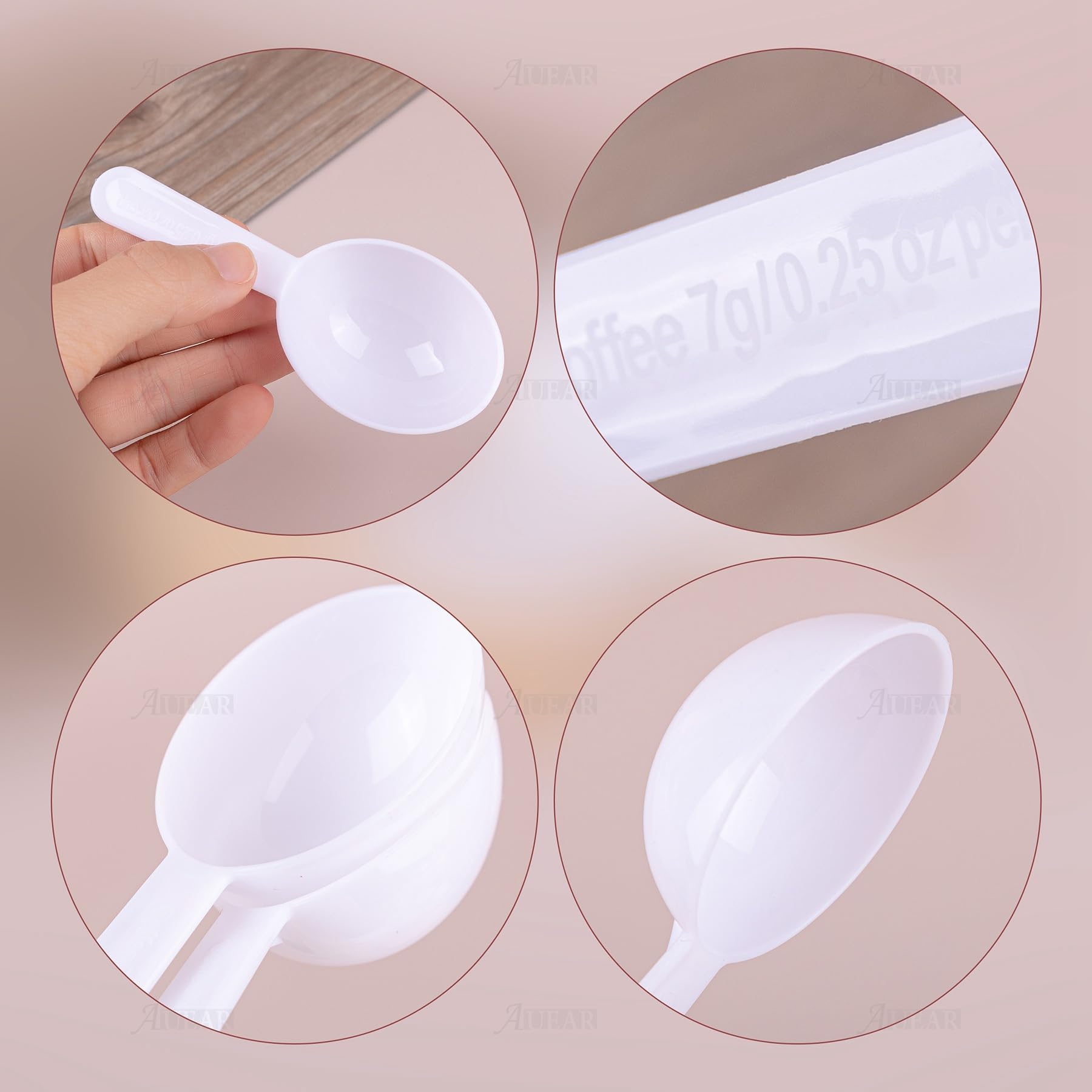 AUEAR 5-Pack White Plastic Tablespoon Coffee Scoop - Perfect for Measuring Coffee, Fruit Powder, Seeds & Spices | Ideal for Kitchen, Baking & Coffee Brewing