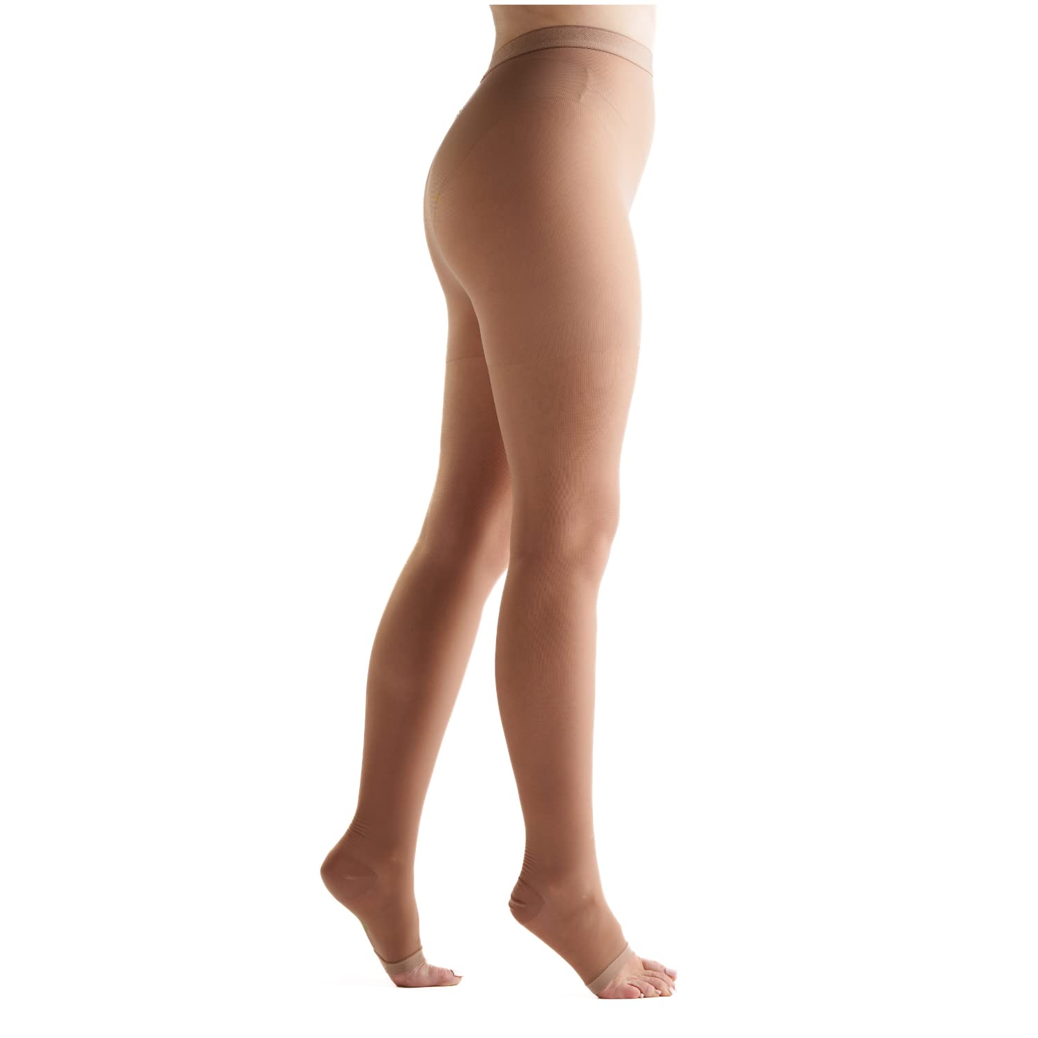 EvoNation Women's 15-20 mmHg Graduated Compression Open Toe Pantyhose - Moderate Pressure Sheer Stockings for Varicose Veins & Swelling Relief - Perfect for Travel, Pregnancy & Nurses