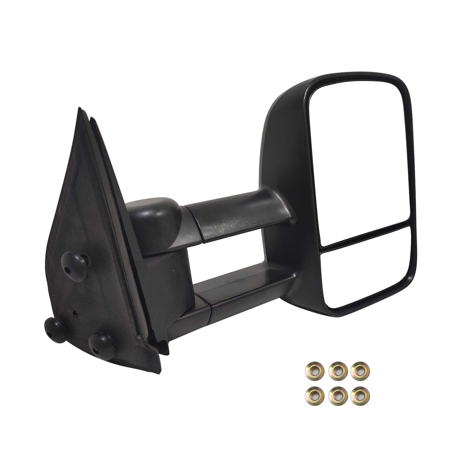 Power Heated Telescoping Towing Mirrors for Chevy/GMC/Cadillac - Textured Black, Power Operated, Fit Silverado/Sierra/Avalanche/Suburban/Tahoe/Yukon XL/Escalade EXT ESV - Perfect for Trailering, Camping & Heavy-Duty Towing