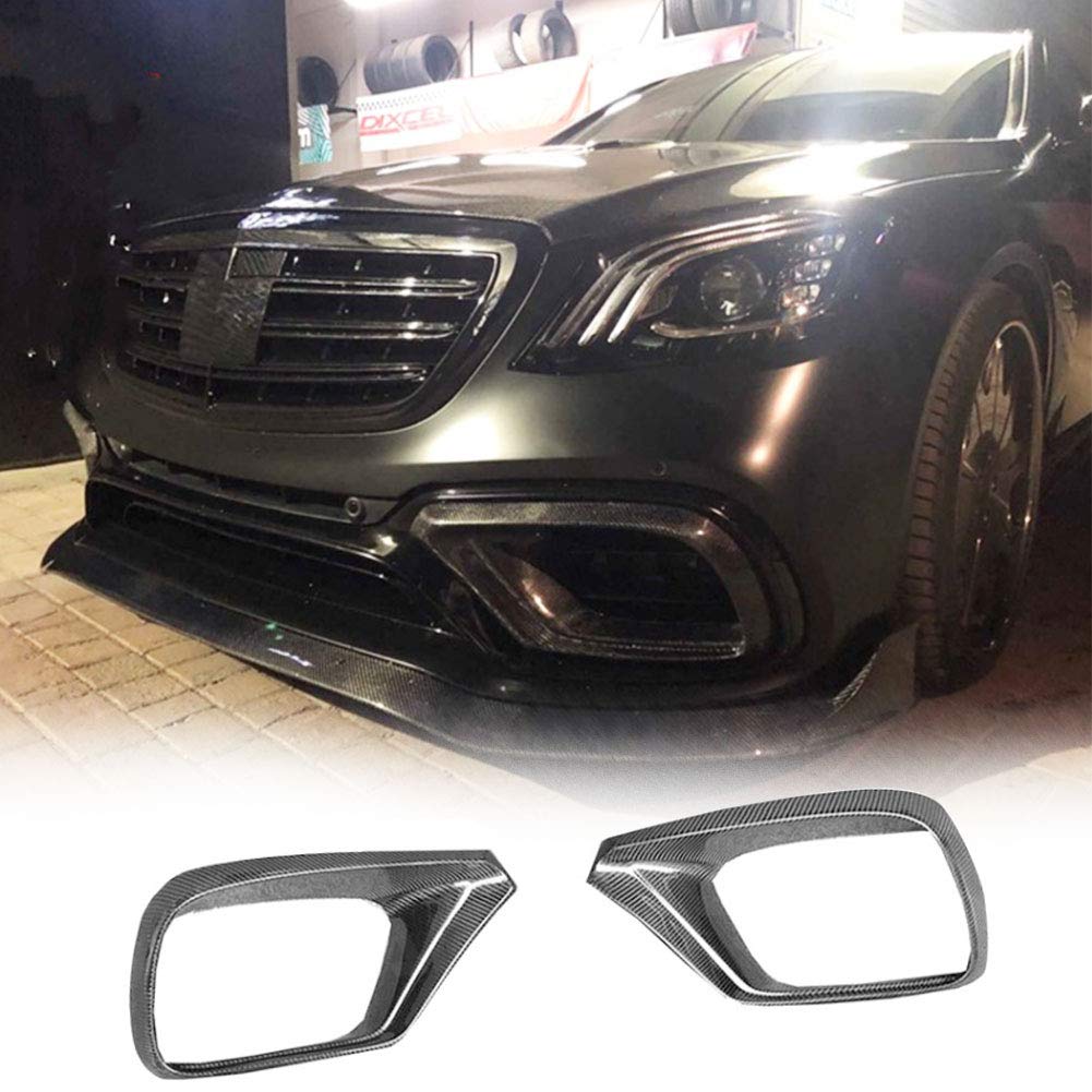 Carbon Fiber Front Bumper Air Vent Covers for Mercedes Benz S Class W222 S63 S65 AMG (2018-2019) | Bumper Extension Flaps & Apron Vent Trim Mesh | Enhances Aerodynamics & Sporty Look for Street Racing & Car Shows