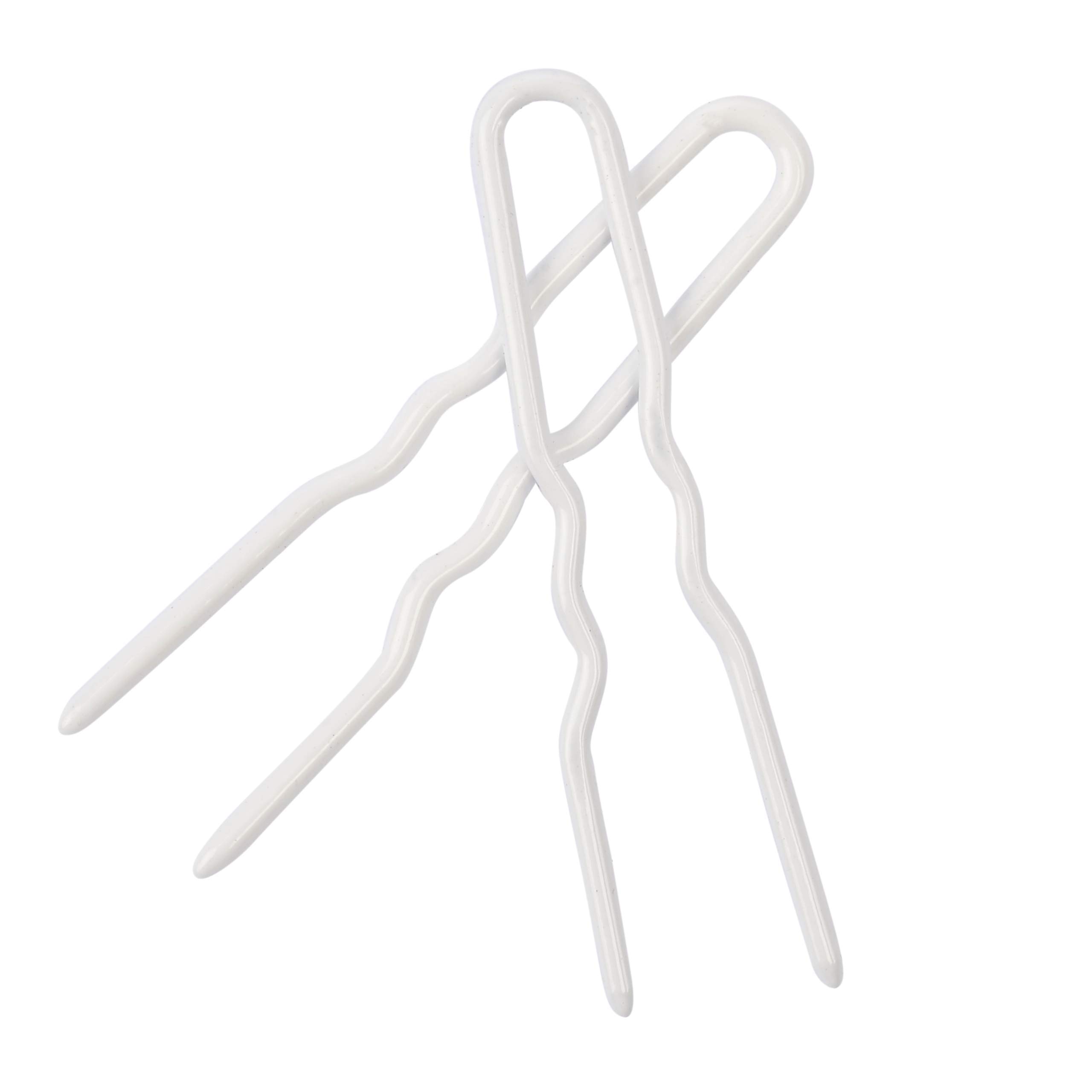 Amish Valley Handmade Crinkled Heavy Duty Stainless Steel Hair Pins - 1 5/8 Inch White Hairpins for Women, Secure Hold Alternative to Hair Clips & Bobby Pins | Perfect for Updos, Braids, Buns and Everyday Hairstyles