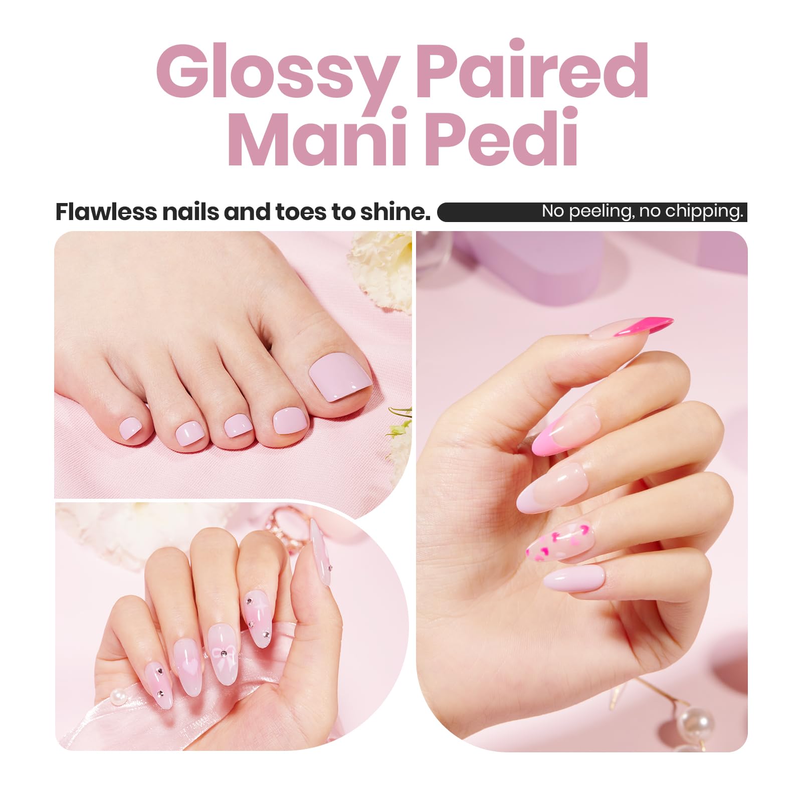 Beetles 2Pcs 15ml Pink Gel Nail Polish Set - Ballet Slipper Shimmer Long Lasting Nail Lacquer for Salon & Home Manicure | Perfect for Wedding, Party & Everyday Wear