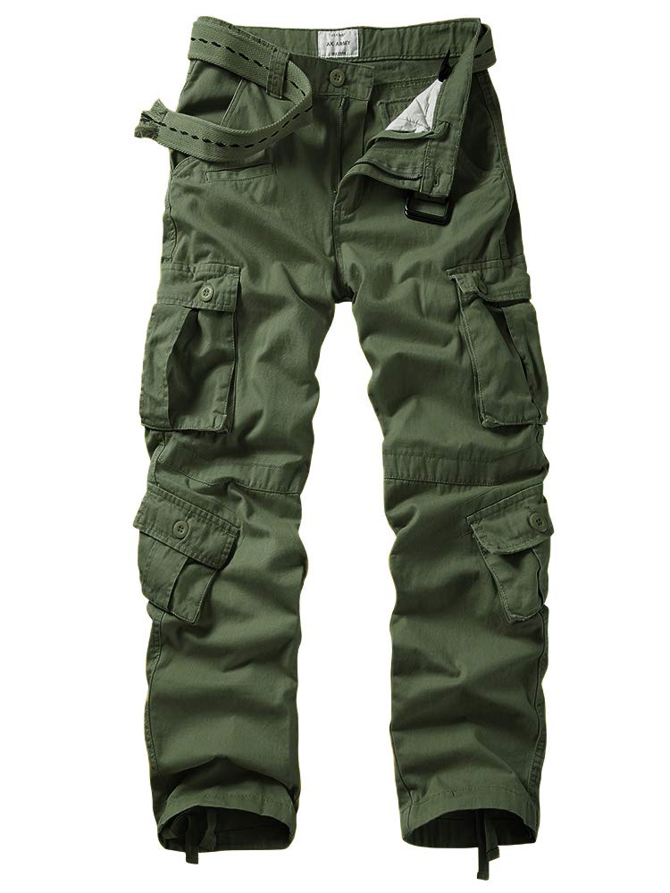 Hellmei Men's Relaxed Fit Cargo Pants - Lightweight Cotton Outdoor Hiking Pants with Multiple Pockets - Casual & Work Wear for Men - Perfect for Hiking, Camping, Travel and Everyday Use