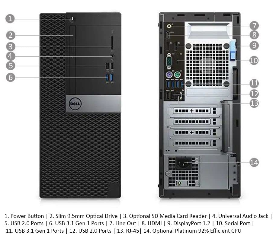 Refurbished Dell OptiPlex 5050 Mini Tower Desktop PC - Intel Core i5-6500 Processor (Up to 3.6GHz), 16GB DDR4 RAM, 256GB NVMe SSD + 2TB HDD, WiFi 6 (AX200), Bluetooth, Windows 10 Pro - Dual Monitor Support with Wireless Keyboard & Mouse Bundle - Perfect for Home Office, Business Workstations & Remote Learning