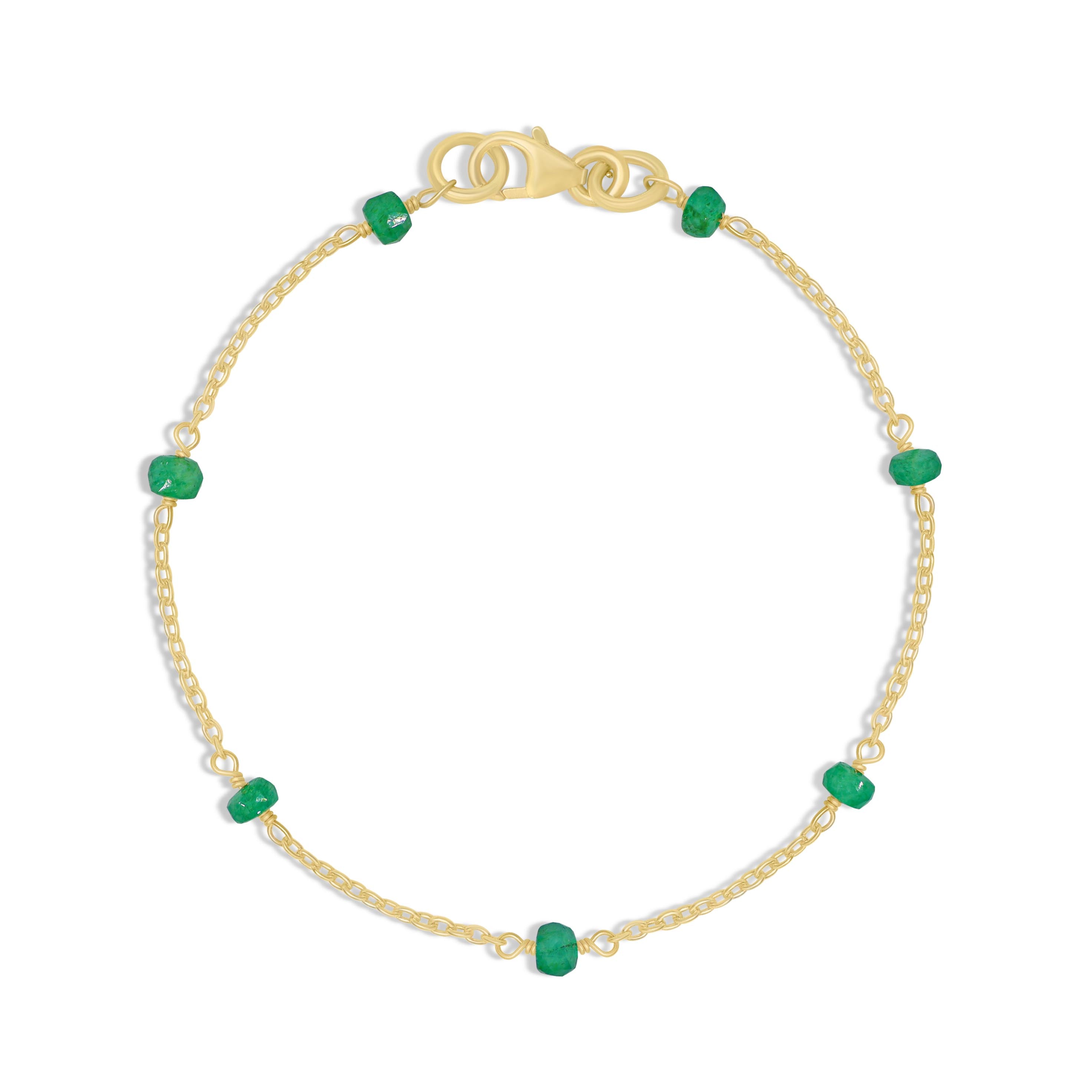 Natural Emerald Rondelle Beaded Bracelet - Minimalist Adjustable Chain for Women | Elegant Jewelry Gift for Birthday, Anniversary & Everyday Wear
