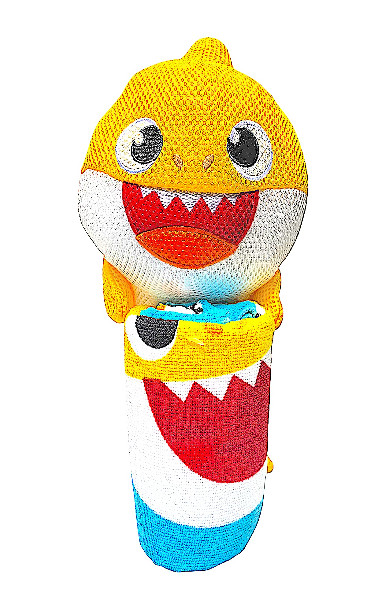 Baby Shark 2-Piece Beach & Bath Towel Set with Plush Scrubber - 25x50 Inch Soft Absorbent Kids Towels for Swimming, Bath Time & Pool Fun