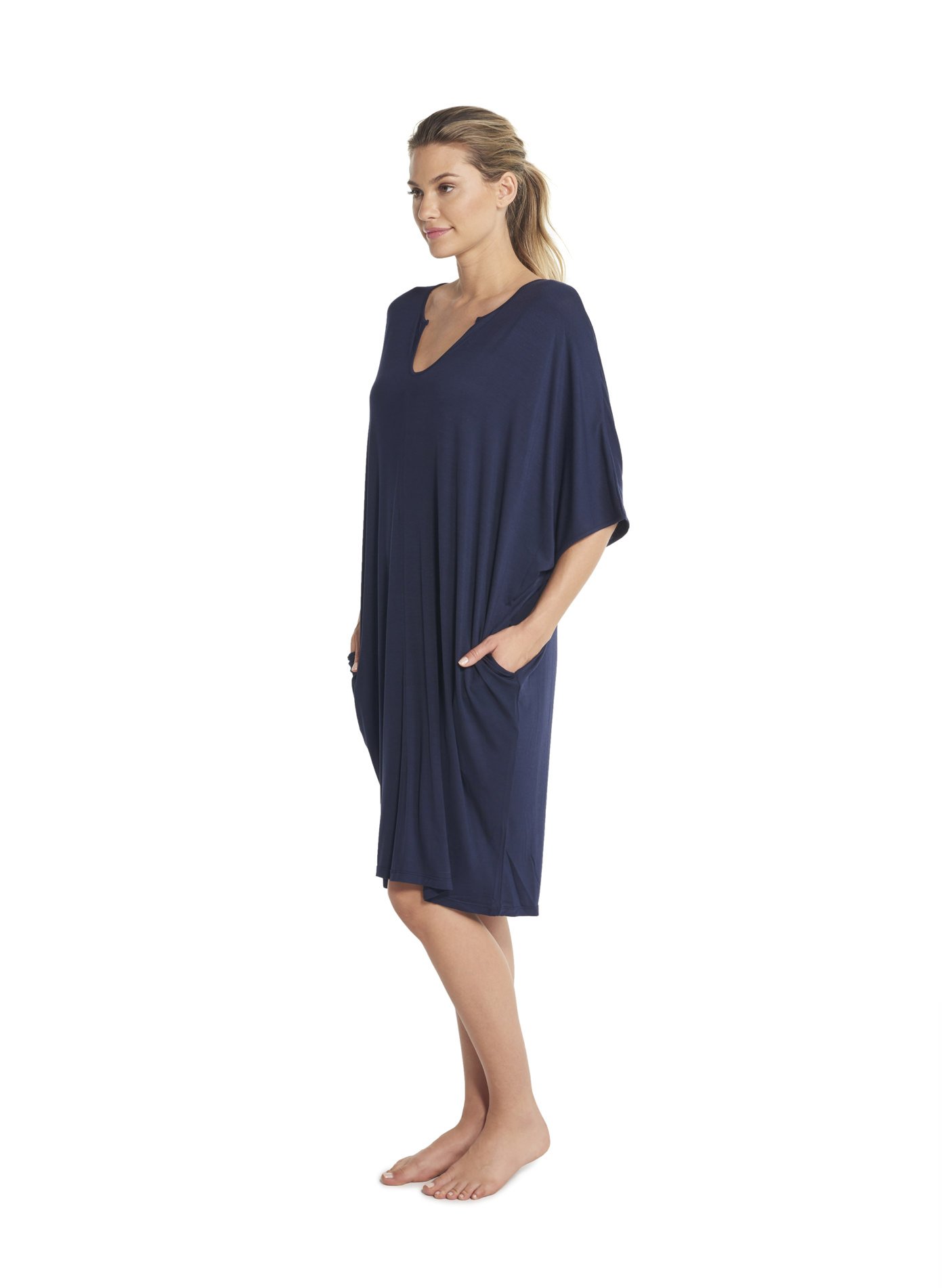 Barefoot Dreams Luxe Milk Jersey Short Caftan - Ultra Soft Lounge Dress for Women | Perfect for Beach Cover-Up, Yoga, and Relaxing at Home