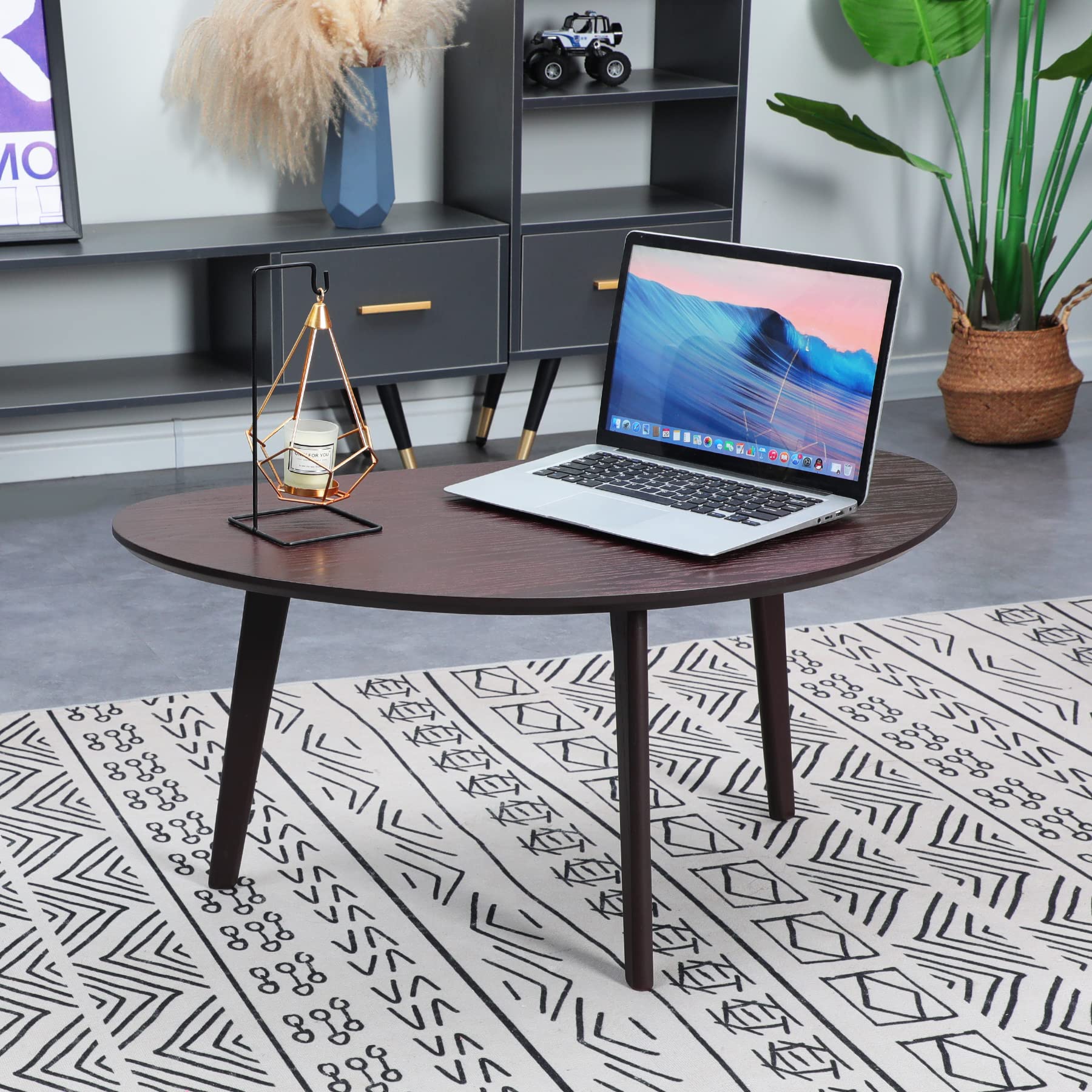 FIRMINANA Mid Century Modern Oval Coffee Table - 47.3