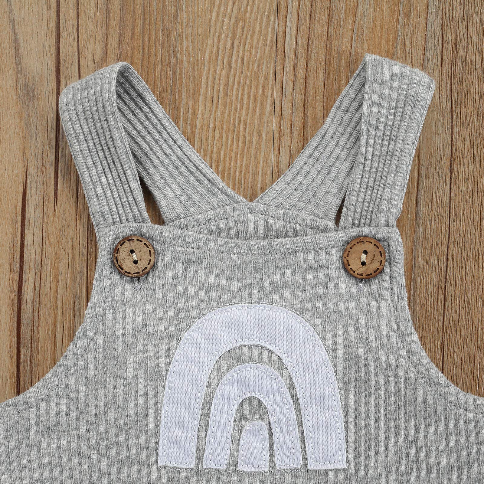 Baby Rainbow Suspenders Jumpsuit - Unisex Romper Outfit for Newborns & Infants (3-6 Months, Grey) | Perfect for Photo Shoots, Playdates & Special Occasions
