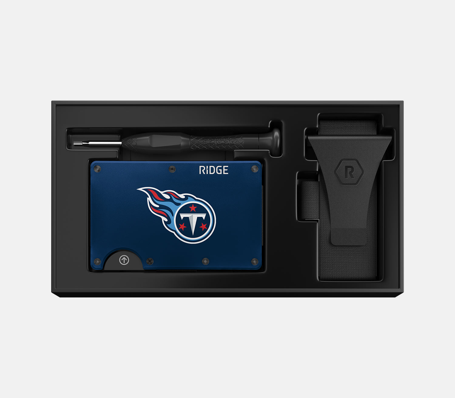 Ridge Wallet for Men - Slim RFID Blocking Titanium Metal Money Clip - Tennessee Titans NFL Team Design - Perfect for Everyday Carry, Travel & Gifting