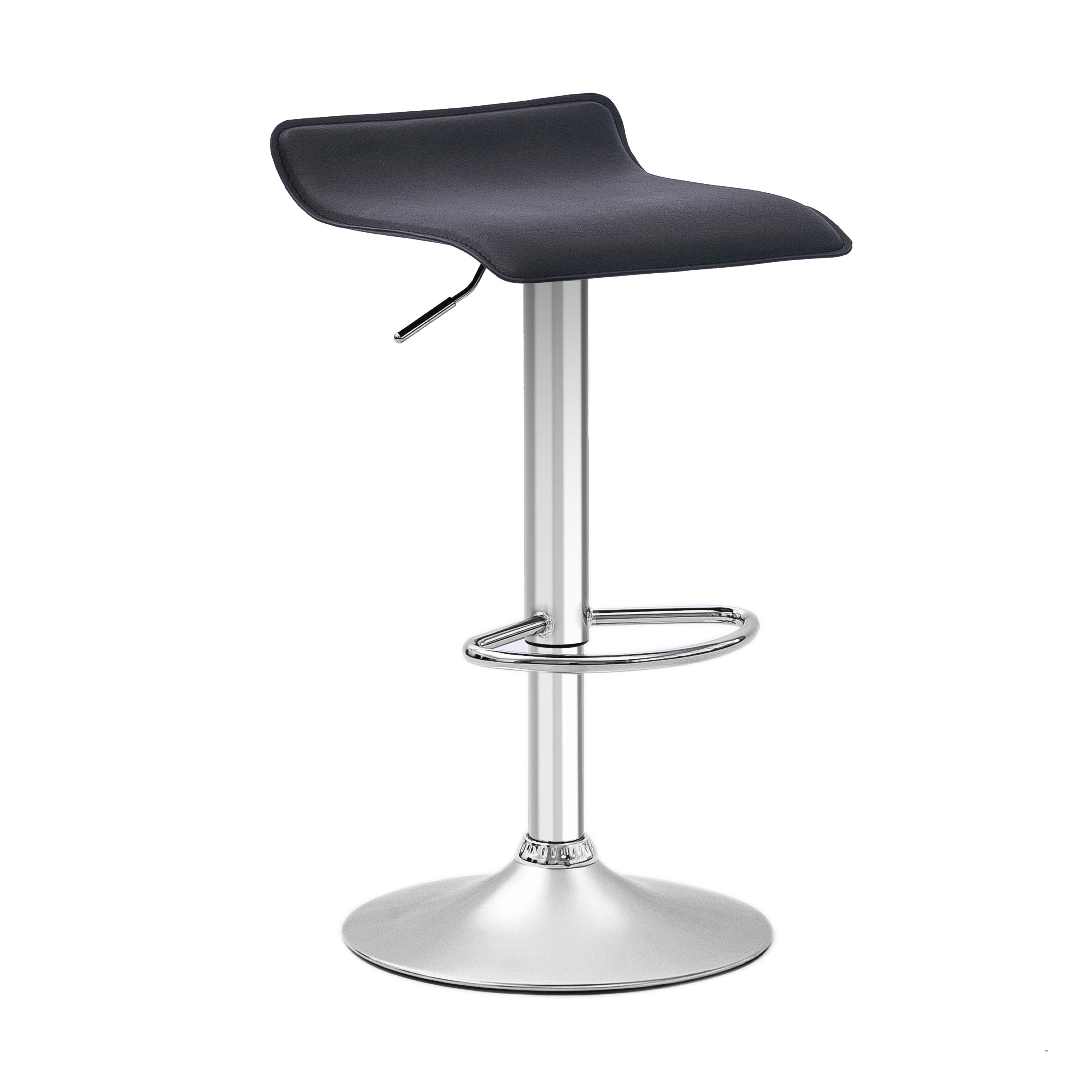 Urban Style Set of 4 Craig Adjustable Height Bar Stools with Gas Lift Mechanism - Chrome & Black Modern Kitchen Counter Stools for Dining Room, Bar or Breakfast Nook