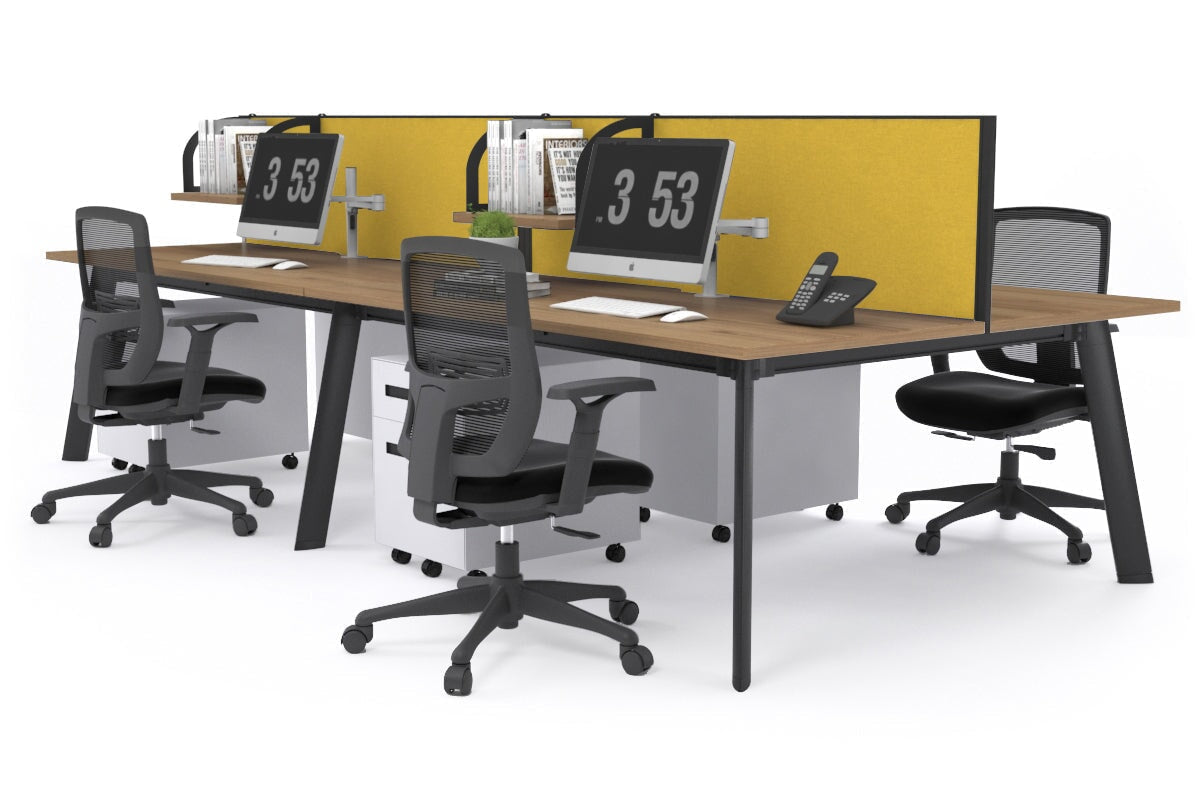 4-Person Black Frame Workstation with Cable Management - 1600L x 800W Office Desk for Team Collaboration | Perfect for Open Offices, Coworking Spaces & Home Offices