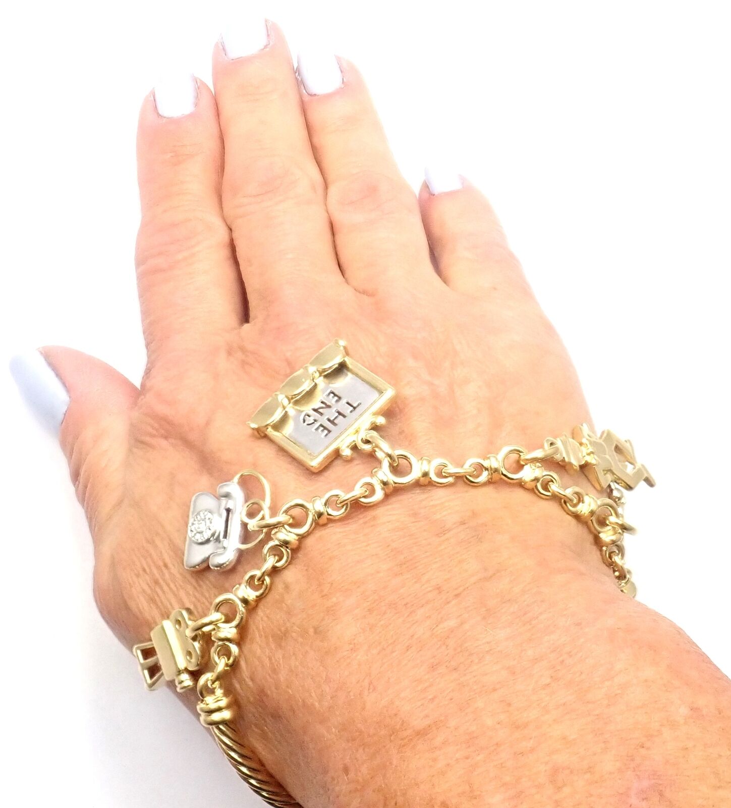 Authentic Pomellato 18K Yellow & White Gold Cinema Charm Bracelet for Women | Luxury Italian Jewelry Gift for Birthday, Anniversary & Special Occasions