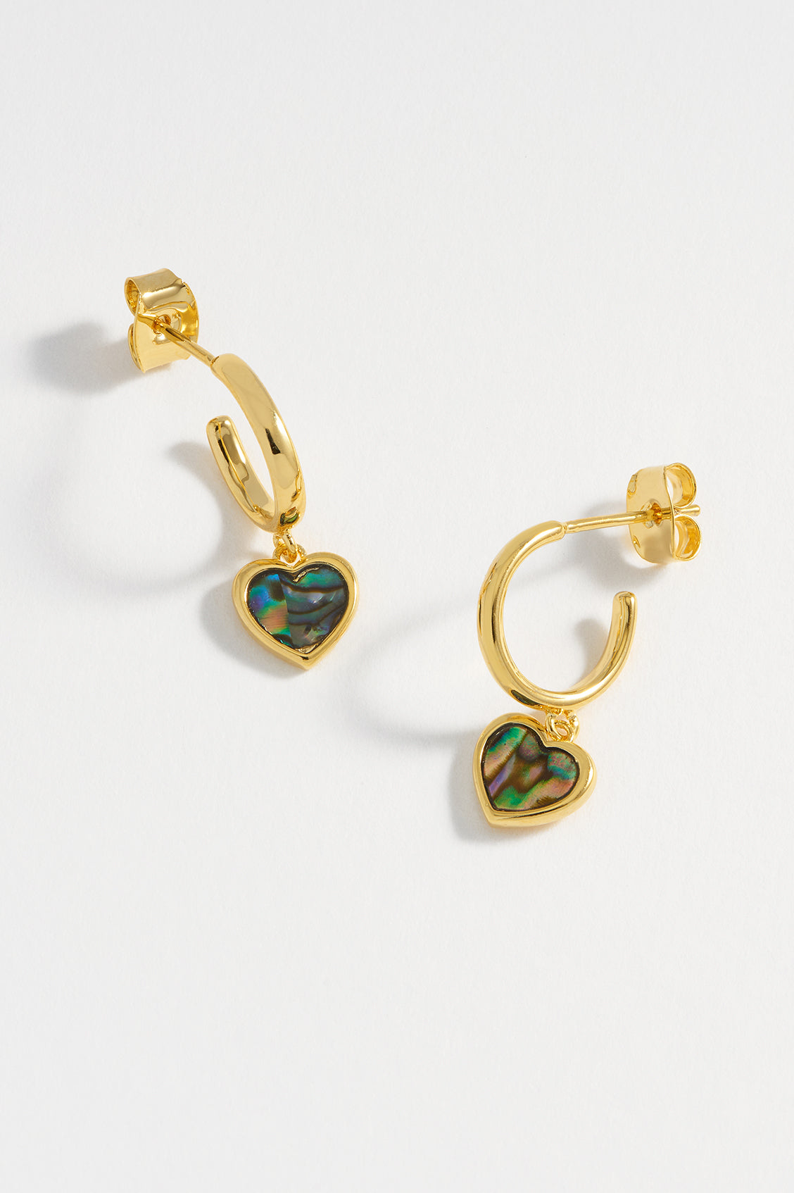 Exquisite Abalone Heart Drop Hoop Earrings for Women - Elegant Shell Jewelry for Date Night & Special Occasions