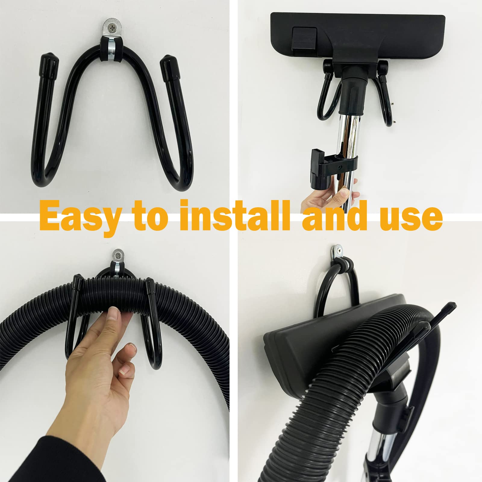 2 Pack Vacuum Hose Holder - Wall Mount Storage Rack for Canister Vacuum Cleaners - Garage & Shop Organization