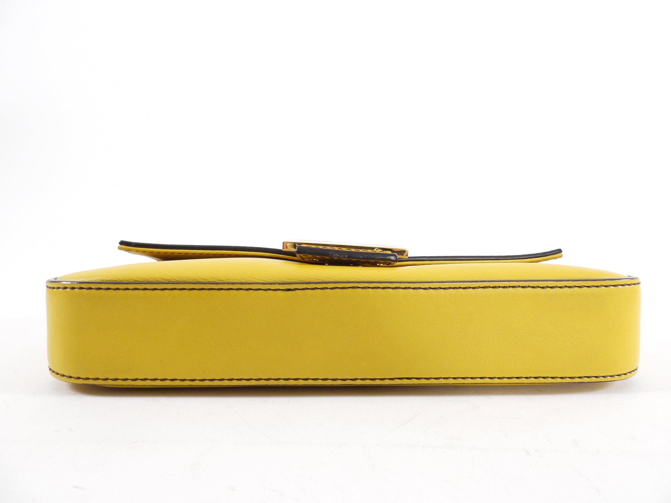 Fendi Mustard Yellow Baguette Bag with Enamel Clasp - Stylish Crossbody Shoulder Bag for Women, Perfect for Parties, Date Nights & Everyday Use