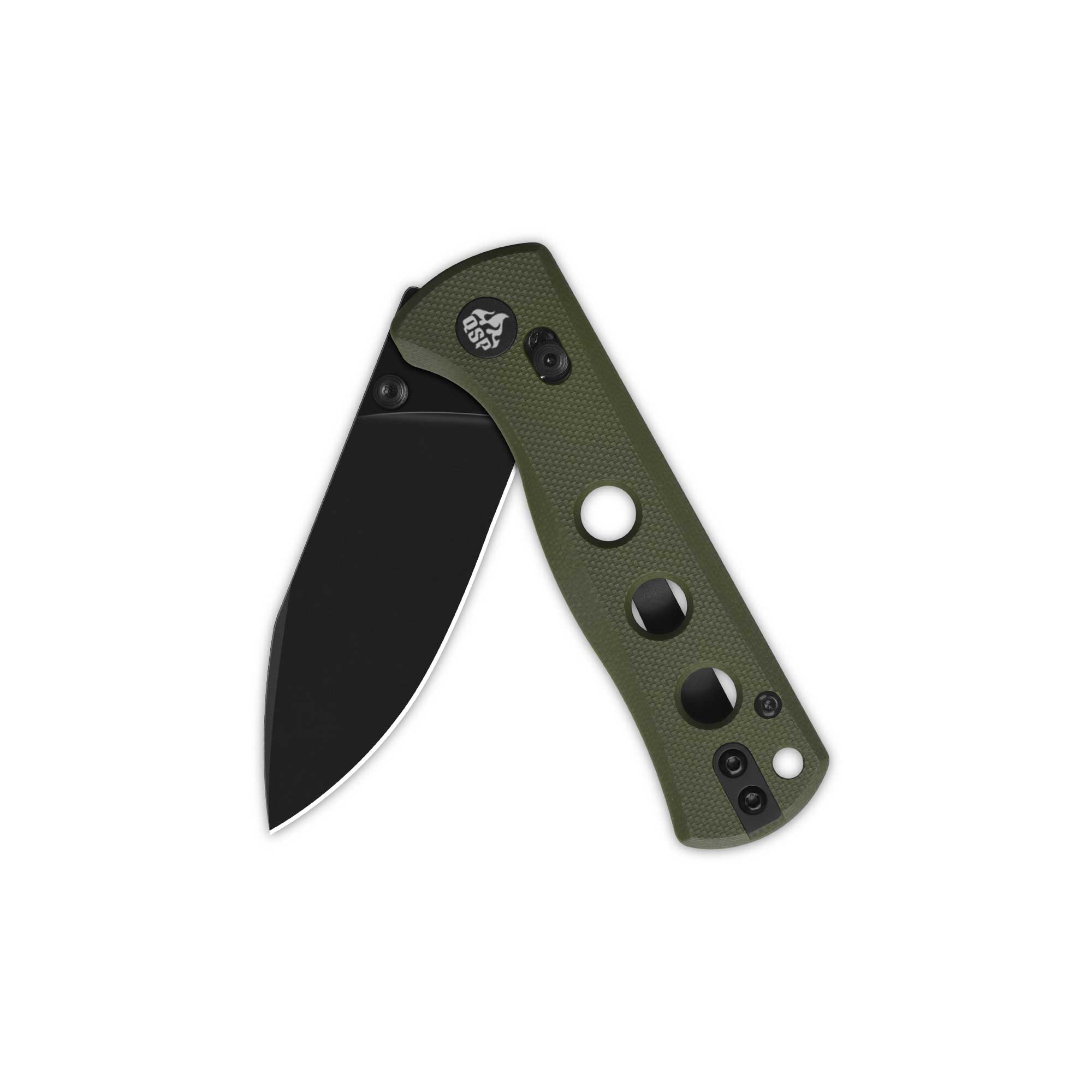 QSP Canary Glyde Lock Pocket Knife - 14C28N Stainless Steel Blade, Olive Green G10 Handle - EDC Folding Knife for Camping, Hiking & Outdoor Activities