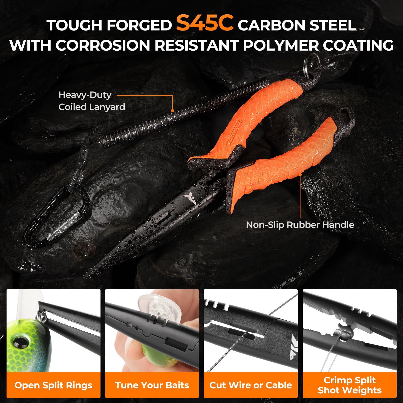 **KastKing SteelStream 6-Piece Fishing Tool Kit – Corrosion-Resistant Fishing Pliers, Fillet Knife, Floating Fish Lip Gripper, Braid Scissors & Tool Retractor – Perfect Fishing Gifts for Men – Ideal for Saltwater & Freshwater Fishing**