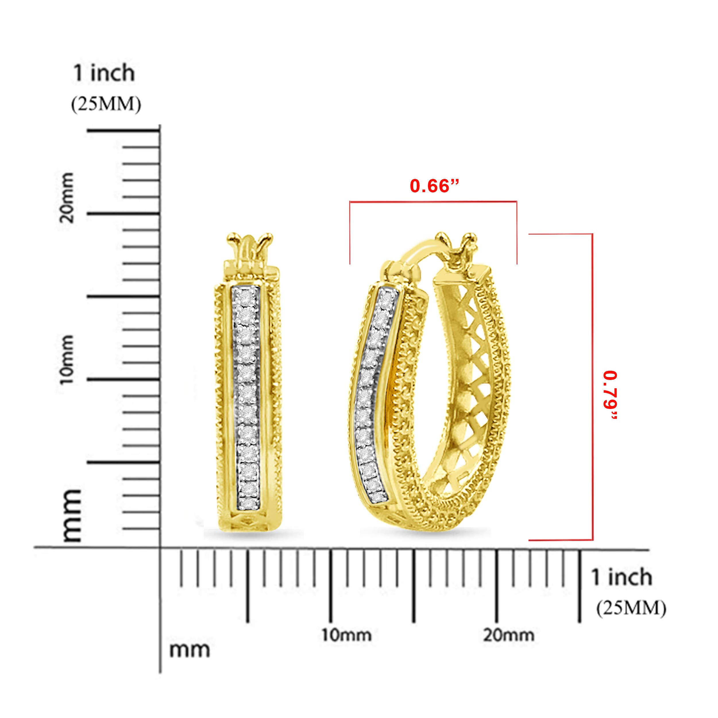 Natalia Drake 1/10 Cttw Diamond Filigree Hoop Earrings - 925 Sterling Silver Women's Jewelry for Everyday Wear & Special Occasions