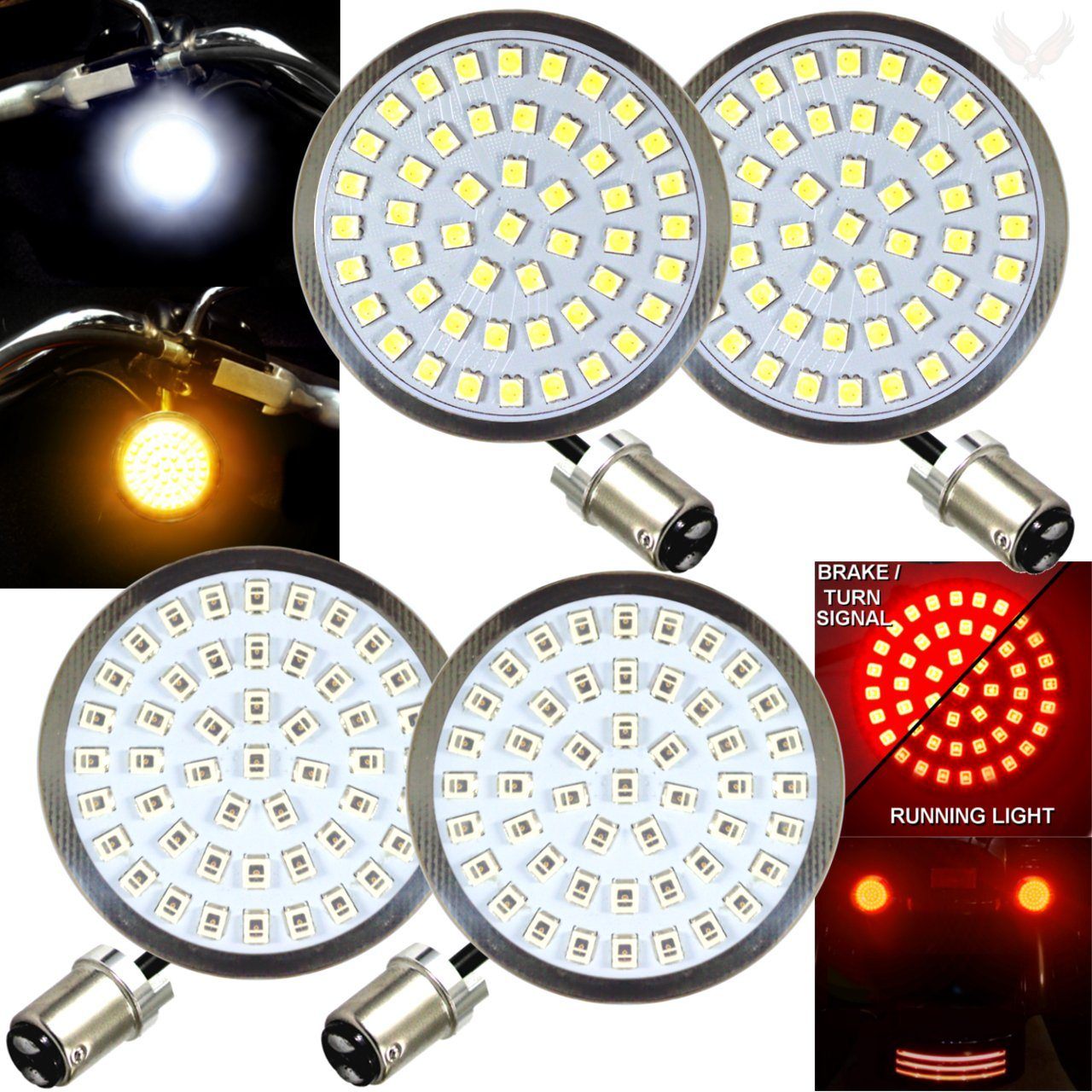 Eagle Lights LED Generation II Front and Rear Turn Signal Kit for Harley Davidson Motorcycles - 1157 Base Compatible - High Visibility for Day & Night Riding