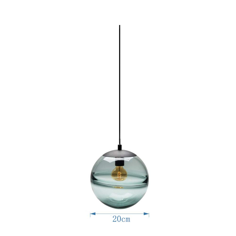 Nordic Style Blue Circular Pendant Light - 15 ft Black Plug-in Cord with Dimmer Switch, E26 Lampholder (Bulb Not Included) - Perfect for Bedroom, Loft, Lounge & Modern Home Decor