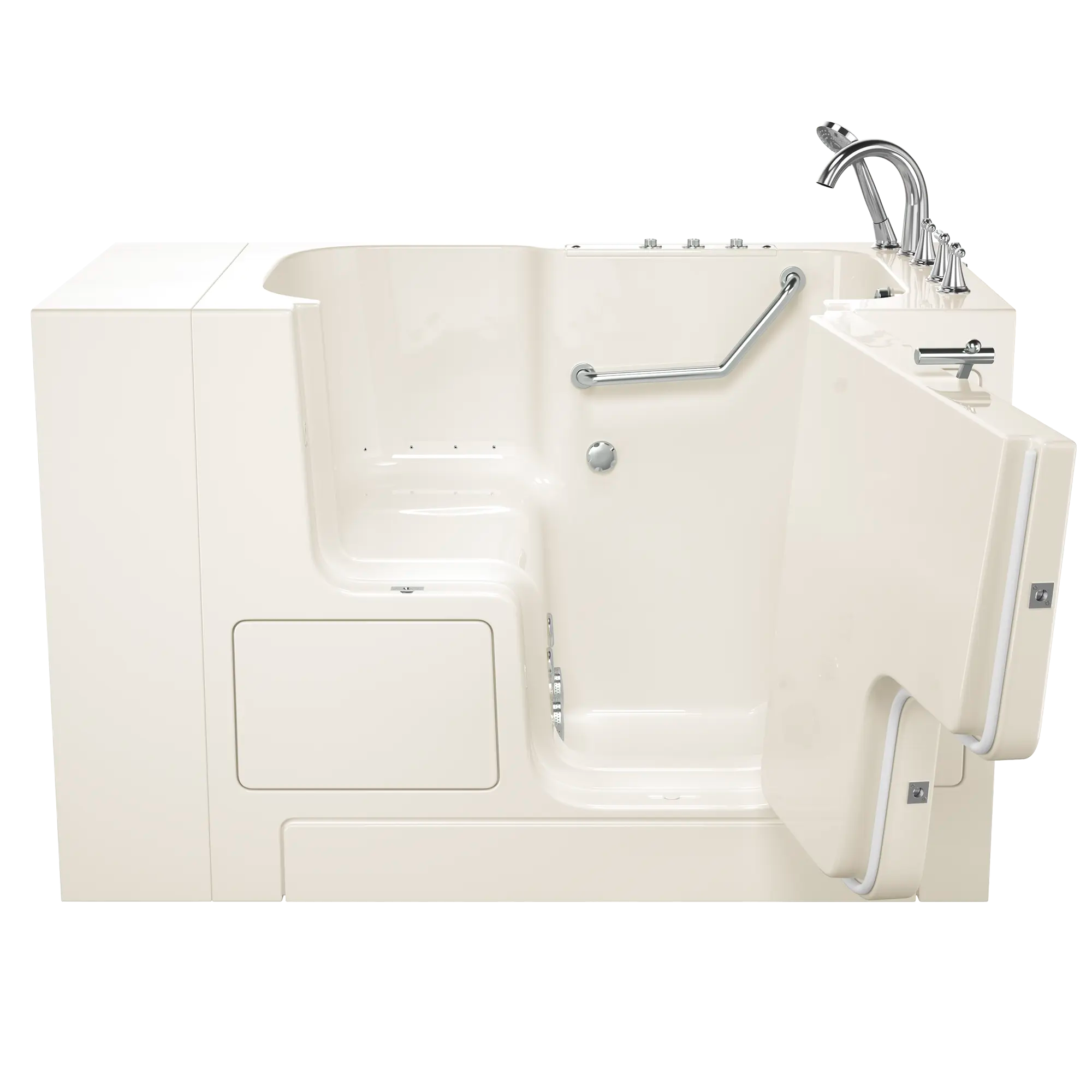 32 x 52 Inch Gelcoat Walk-In Bathtub with Air Spa & Whirlpool System - Right Hand Drain & Faucet - Ideal for Elderly & Mobility Support