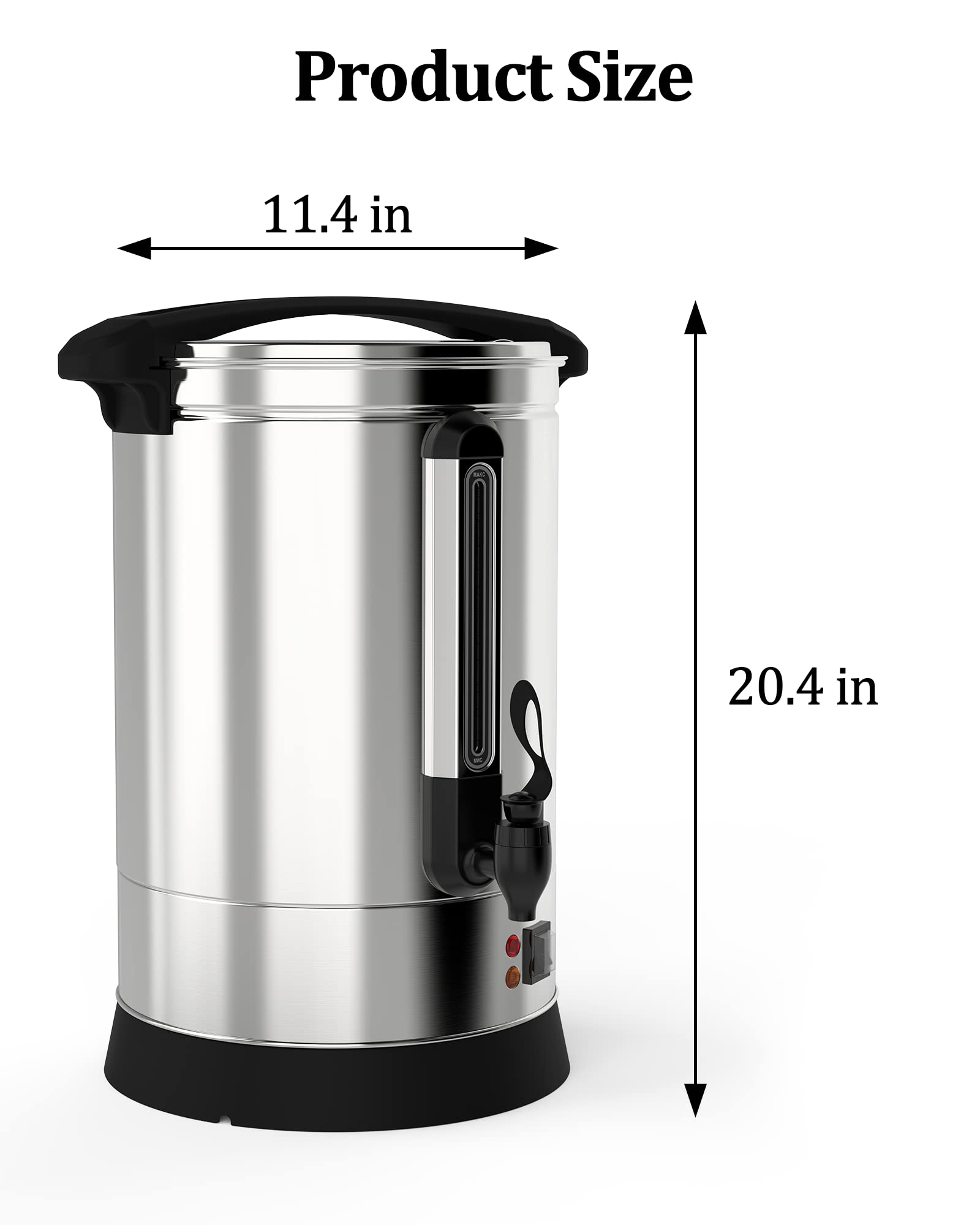 100 Cup Commercial Coffee Urn - 14L/3.7 Gal Stainless Steel Electric Coffee Maker & Hot Water Dispenser for Catering, Restaurants, Office, Church & Large Events - Perfect for Weddings, Parties & Business Use