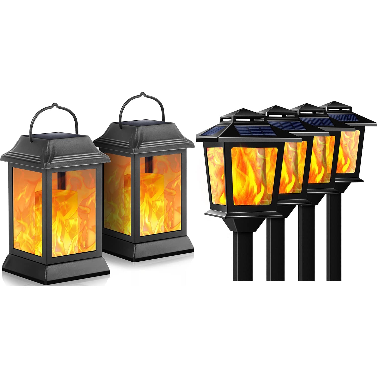 TomCare Solar Powered Outdoor Metal Flickering Flame Lights - Waterproof Decorative Garden Lighting for Patio, Yard, Pathway - Heavy Duty & Weather Resistant Landscape Lighting