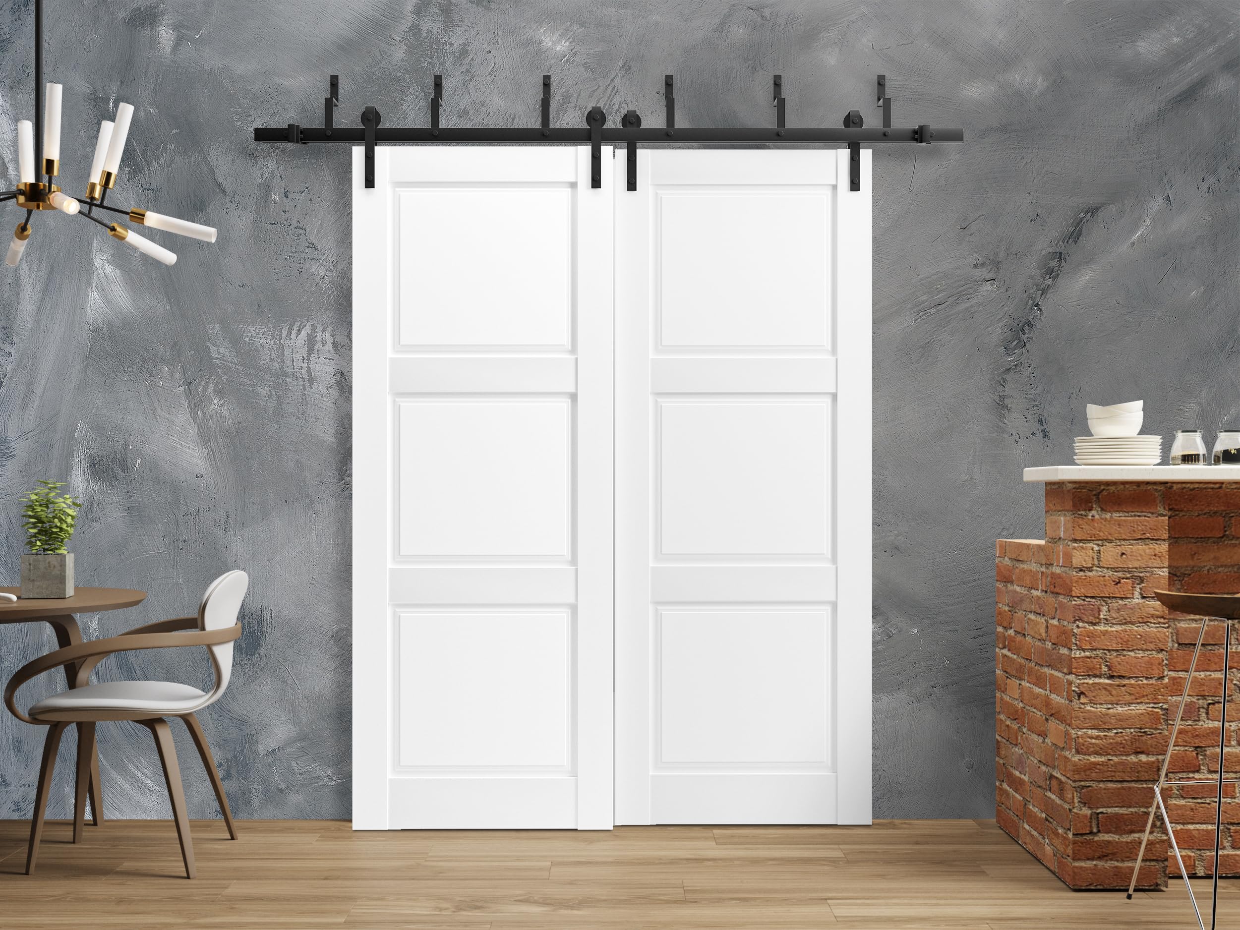Lucia 2661 Matte White Slab Barn Door Panel 30