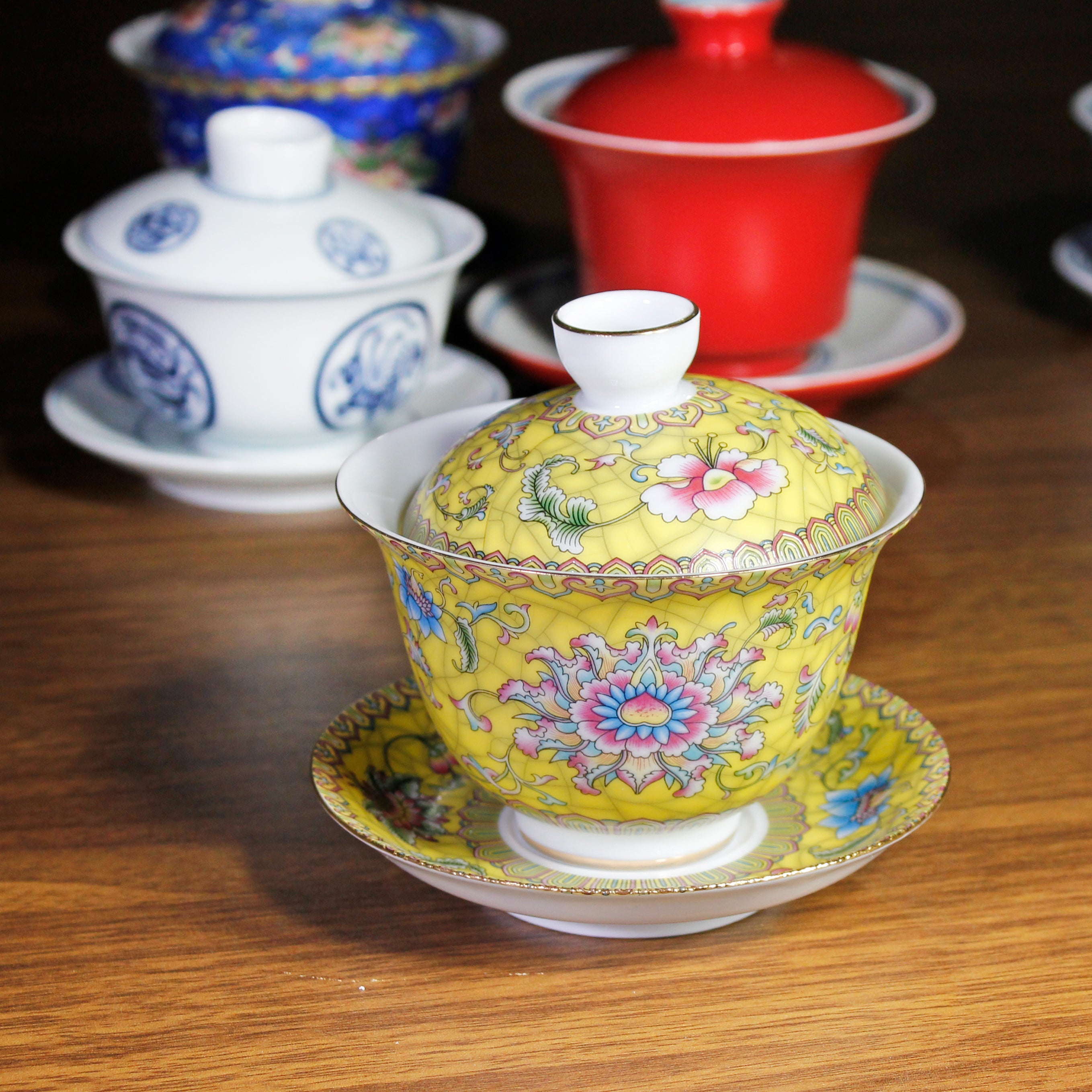 Premium 5 oz Lotus Gaiwan Ceramic Teapot - Traditional Chinese Tea Set for Gongfu Brewing, Perfect for Home, Office & Tea Ceremonies