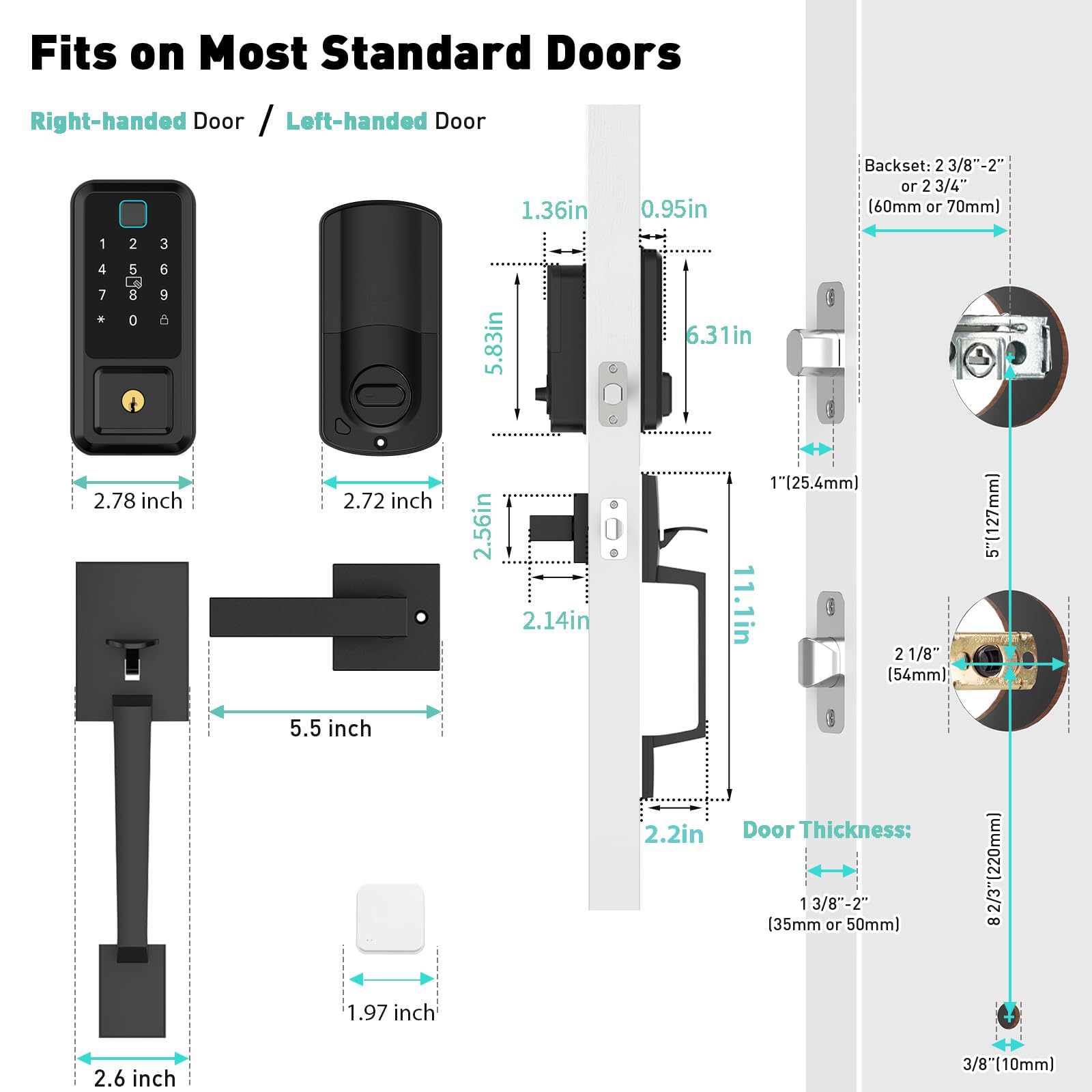Smart WiFi Front Door Lock Set - Electronic Keypad Deadbolt with Fingerprint & Keyless Entry | Alexa Compatible Smart Lock with Handle | Ideal for Home Security & Smart Home Automation (Black)