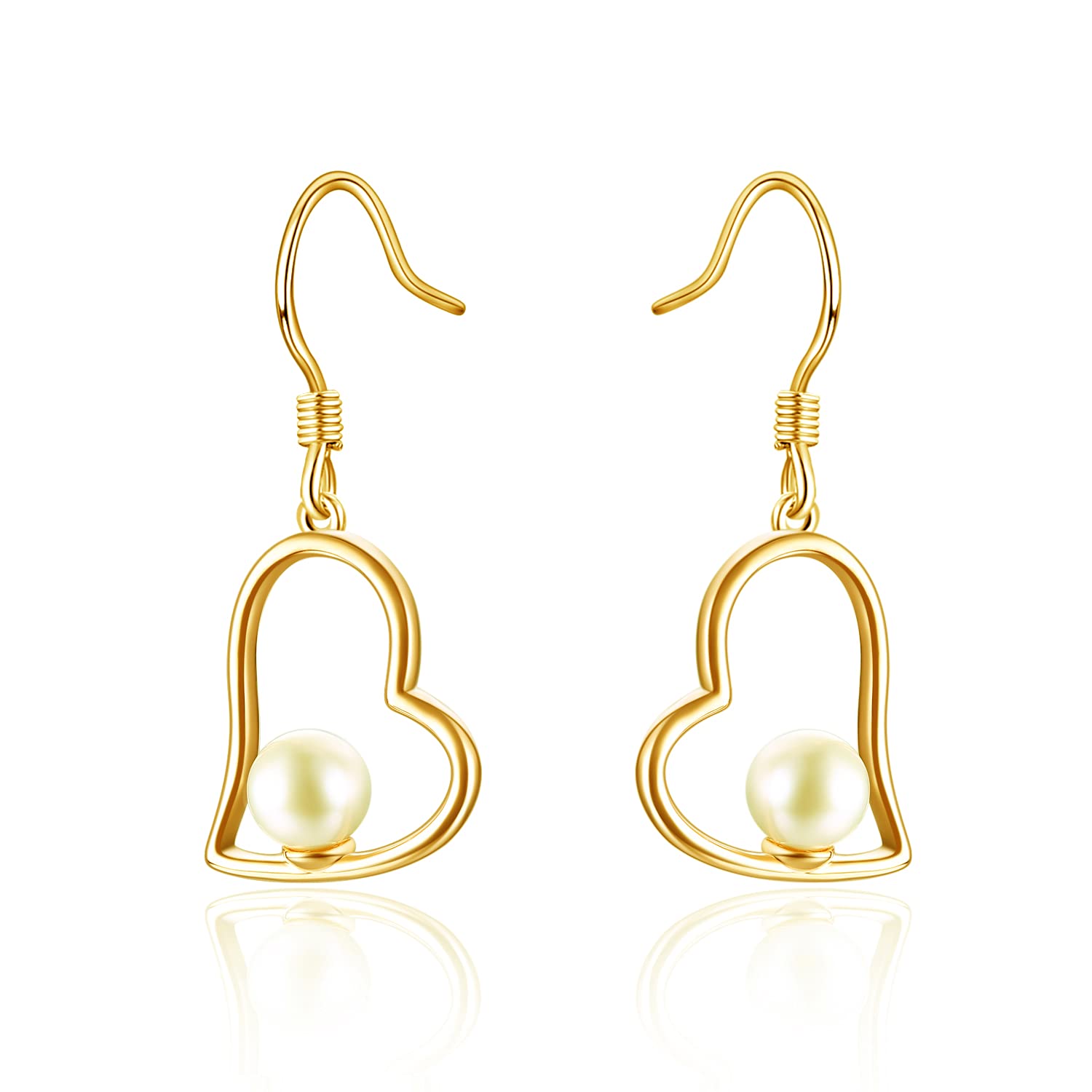 Pearl Heart Earrings for Women - S925 Sterling Silver Dangle Earrings, Fashionable Valentine's Day Birthday Gift for Her | Perfect for Date Night, Parties & Special Occasions