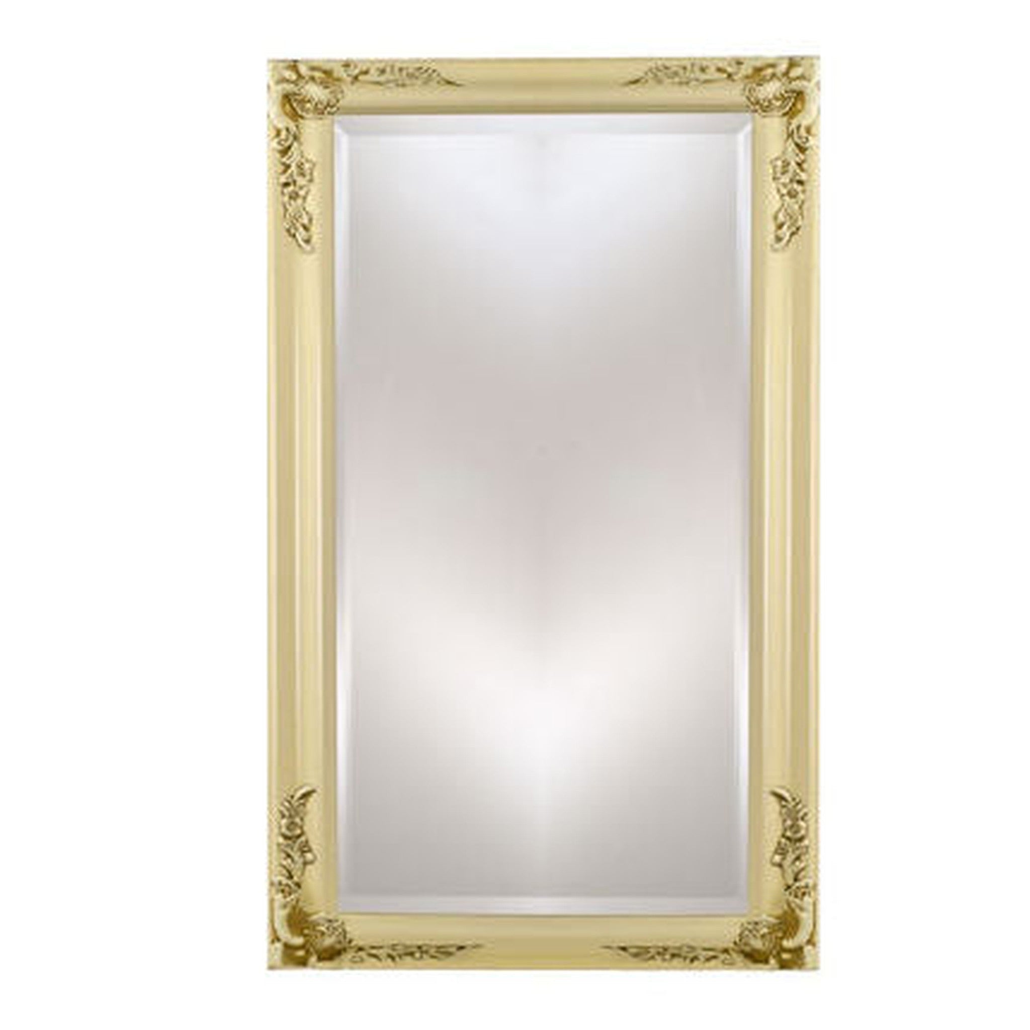 Afina Estate 24x30 Antique Biscuit Wood Framed Bevel Mirror - Elegant Wall Decor for Living Room, Bedroom & Entryway