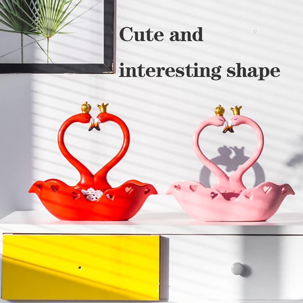 Flamingo Key Holder & Storage Bowl - Decorative Animal Figurine for Keys, Coins, Jewelry, Phone & Wallet - Red Desktop Organizer for Home, Office & Entryway Decor
