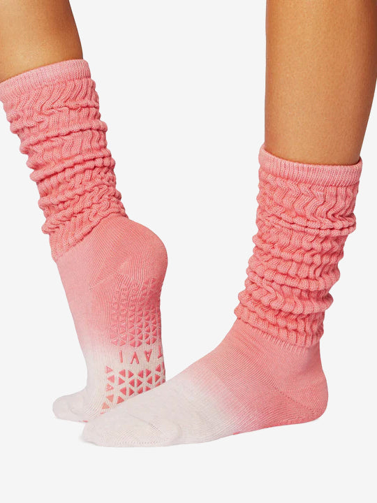 Tavi Noir Stacy Grip Socks - Non-Slip Yoga Socks for Women, Hot Coral Ombre Gradient, Breathable & Comfortable - Perfect for Yoga, Pilates, Barre & Home Workouts