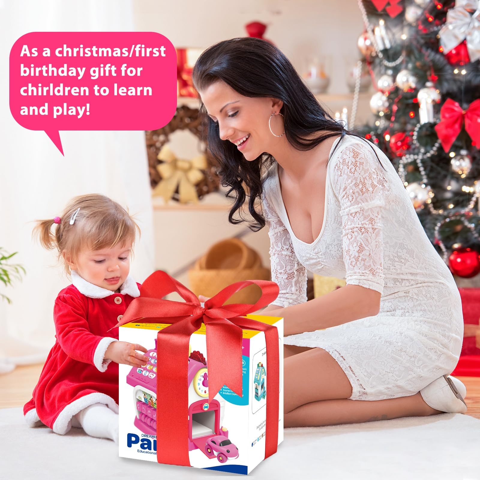 Aitbay 8-in-1 Multi-Functional Montessori House Toy for 1-3 Year Old Girls - Educational Musical Baby Toy Gift for 6-18 Months - Perfect for 1st Birthday & Christmas Presents - Interactive Learning & Playtime Fun for Toddlers