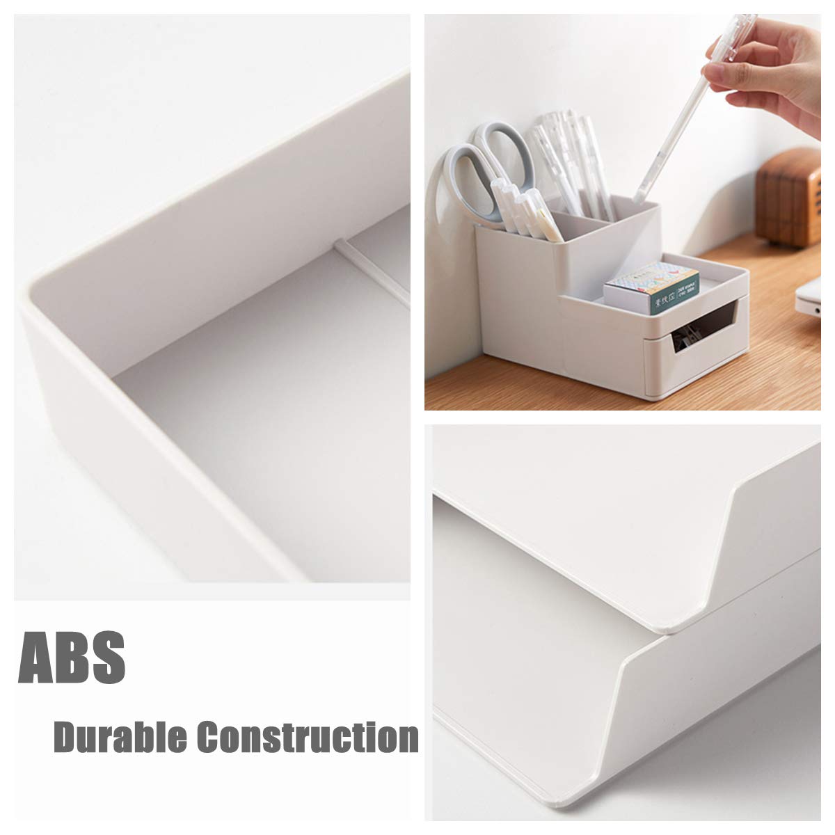 Vertical Desk File Organizer with Drawer - Wall Mount Letter Tray for Office & Home Documents - White Small Size | Perfect for Desk Organization, Mail Sorting & Paper Storage