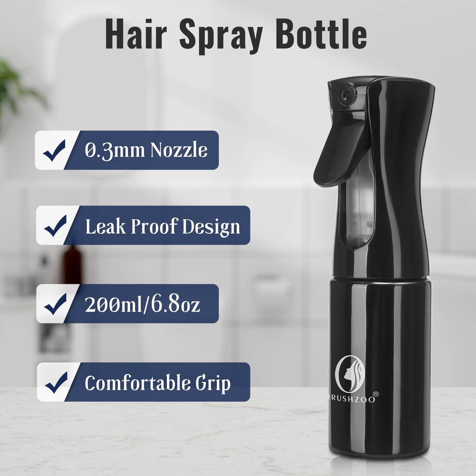 BRUSHZOO Hair Brush Set for Women, Men & Kids - Detangling Brush for Curly, Natural & 3/4abc Hair with Wide Tooth Comb & Spray Bottle | Perfect for Home, Travel & Salon Styling