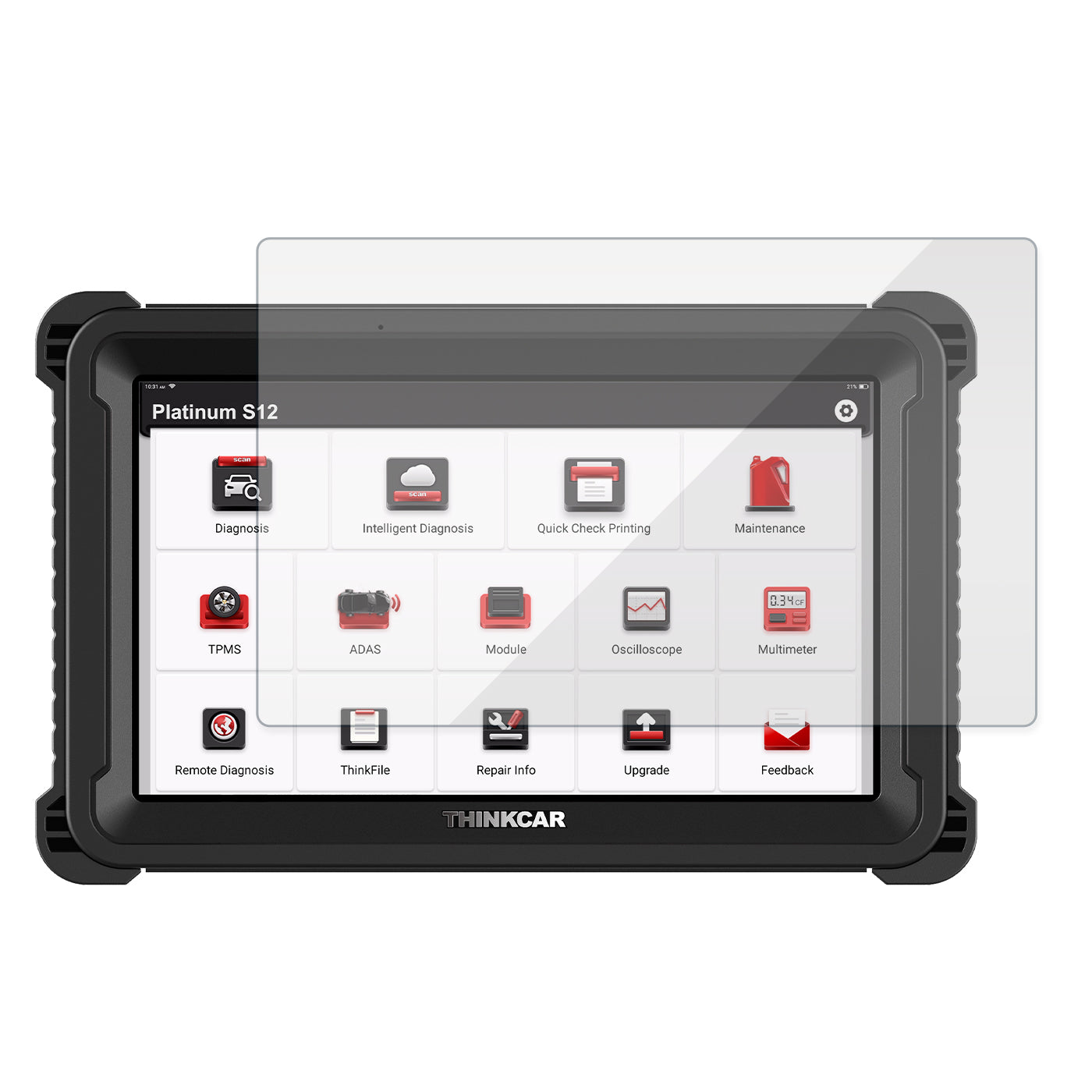 12 Inch Screen Protector for Thinkcar PLATINUM S12 Vehicle Diagnostic Scanner - HD Clear Anti-Scratch Film (1 Pack) - Perfect for Auto Repair Shops & DIY Car Diagnostics
