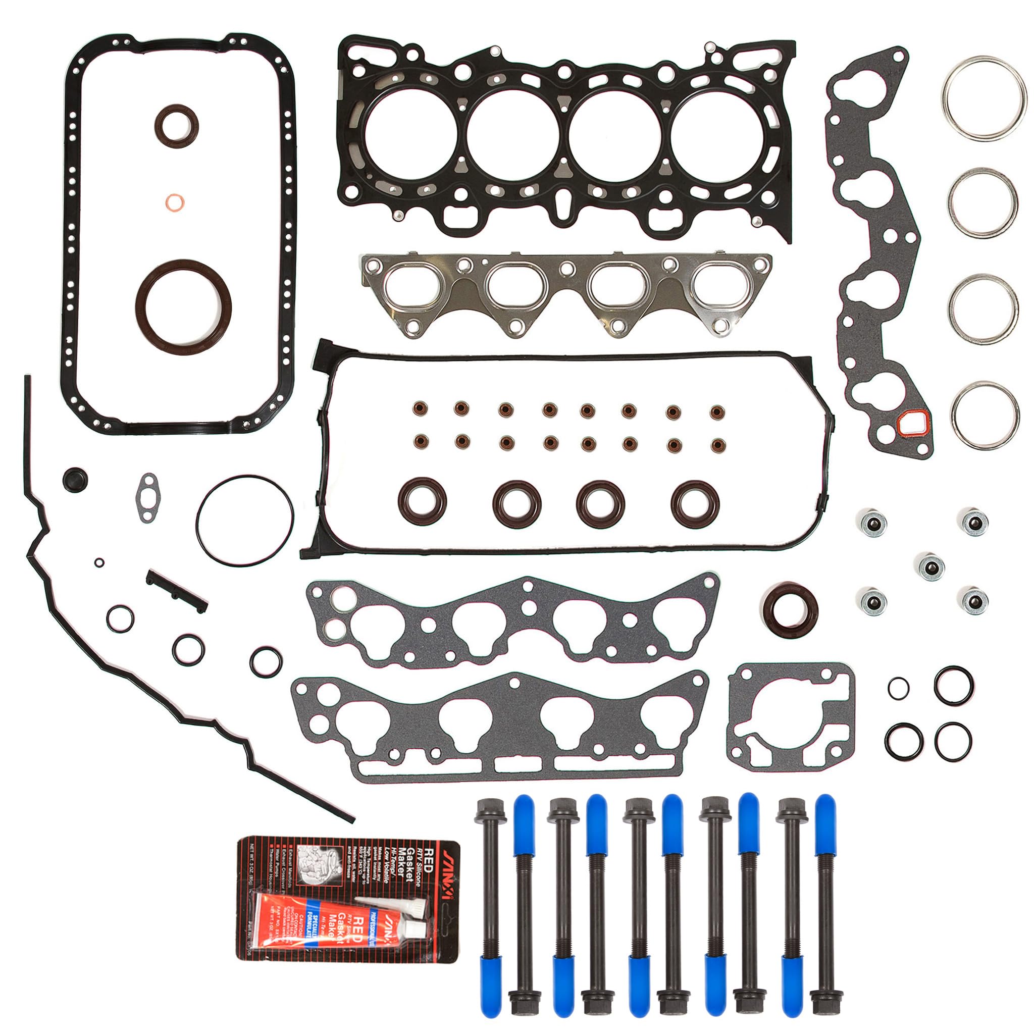 Honda Del Sol VTEC 1.6L D16Y5 D16Y8 Full Gasket Set with Head Bolts - Compatible with 1996-2000 Models | Engine Repair & Maintenance Kit for DIY Mechanics & Auto Shops