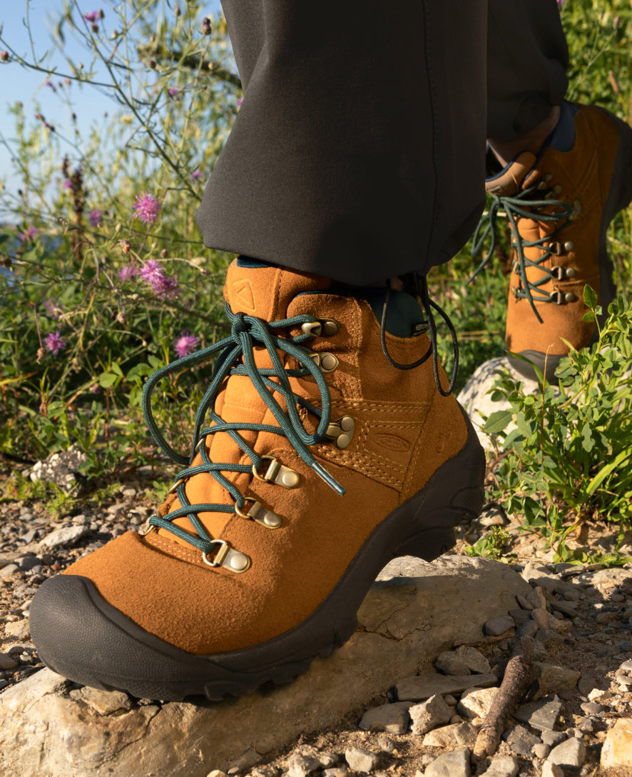 KEEN Women's Pyrenees Waterproof Hiking Boots - Lightweight & Durable for Outdoor Adventures | Maple/Marmalade Color | Perfect for Trail Hiking, Camping & Winter Walks