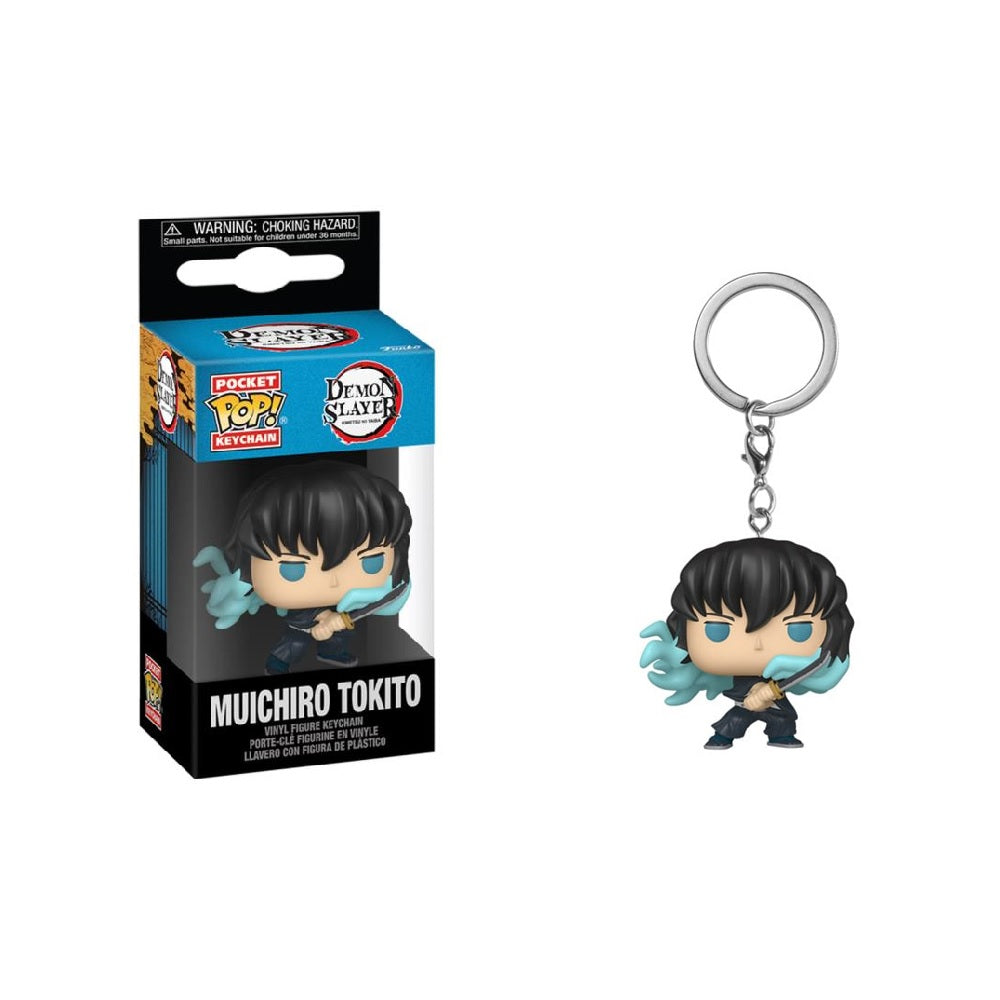 Demon Slayer Anime Muichiro Tokito Pocket Pop! Vinyl Keychain - Attack Pose - Perfect for Backpacks, Keyrings & Anime Collectibles