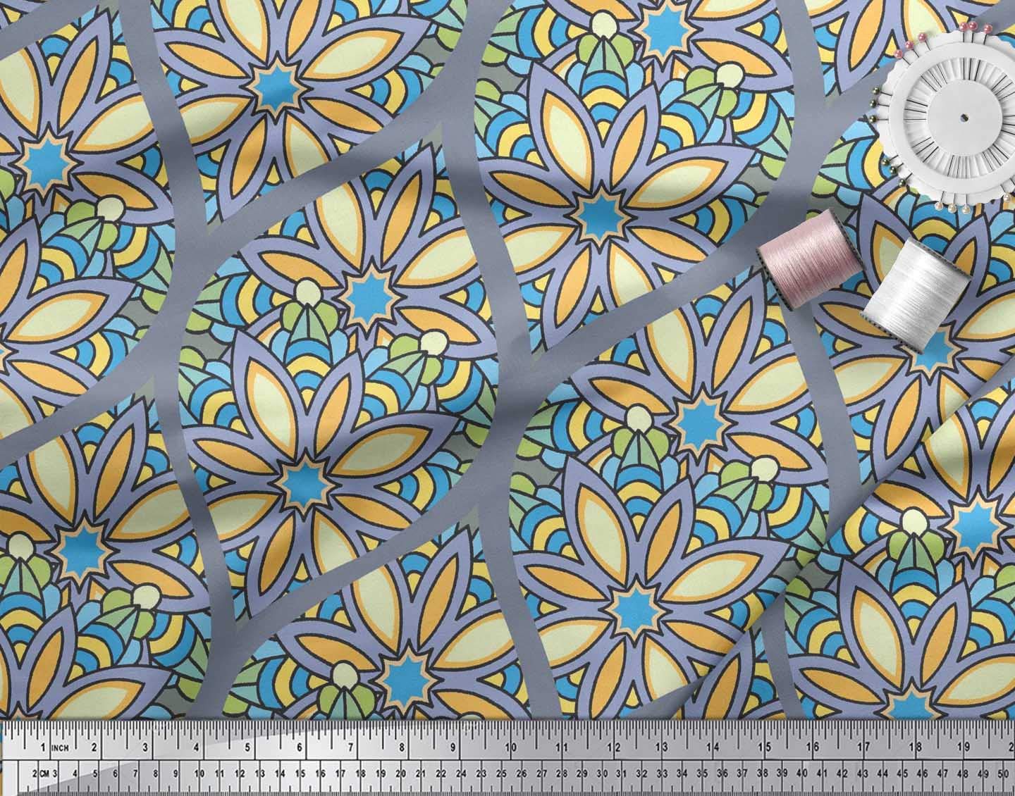 Soimoi Moss Georgette Brown Fabric by The Yard - 42 Inch Wide Floral & Ogee Damask Printed Fabric for Fashion Dresses, Curtains & Home Decor - Graceful Whimsical Design