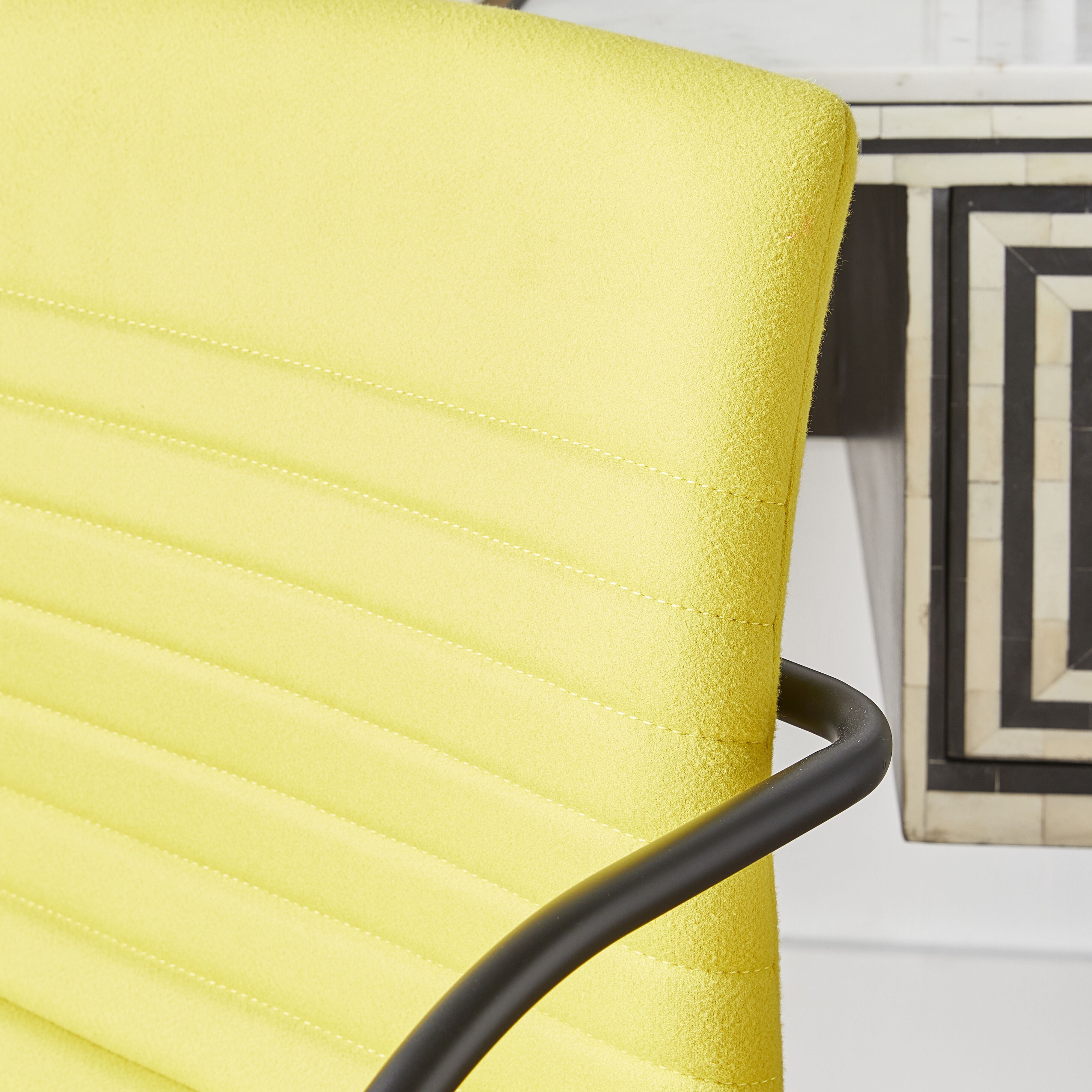 Akiko Mid Back Cashmere Office Chair - Ergonomic Desk Chair with Lumbar Support, Soft Mustard Yellow Fabric, Swivel & Rolling Wheels for Home Office, Study, or Workspace