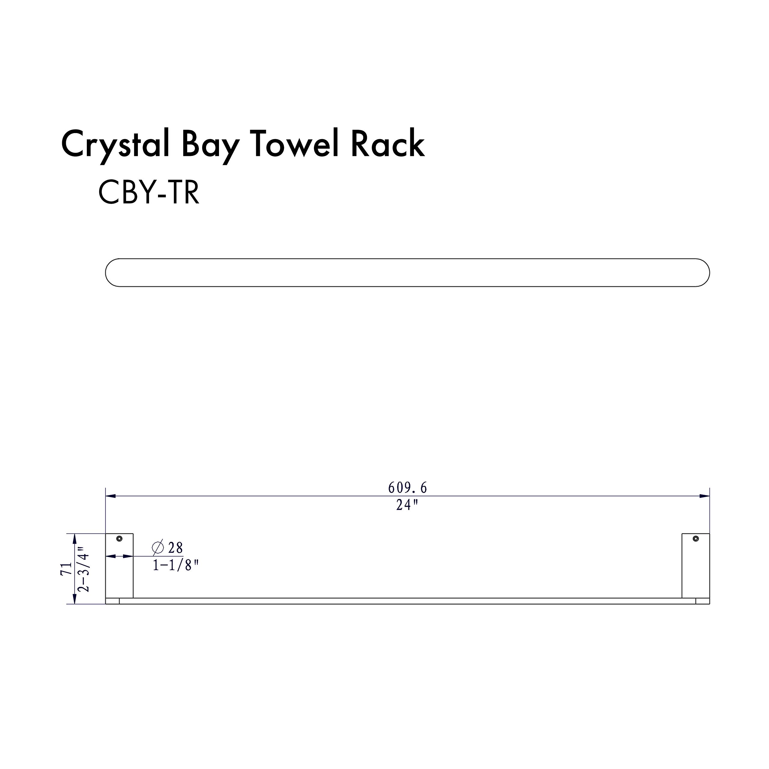 ZLINE CBY-TR-BN Brushed Nickel Crystal Bay Towel Rail - Premium Bathroom Towel Holder for Spa, Hotel & Modern Home Decor