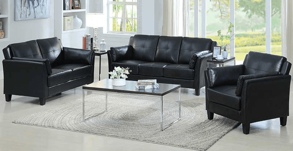 Premium Faux Leather Salmon Arm Tufted Sofa Set - Loveseat & Chair Combo in 2 Colors | Modern Living Room Furniture for Home & Office Decor