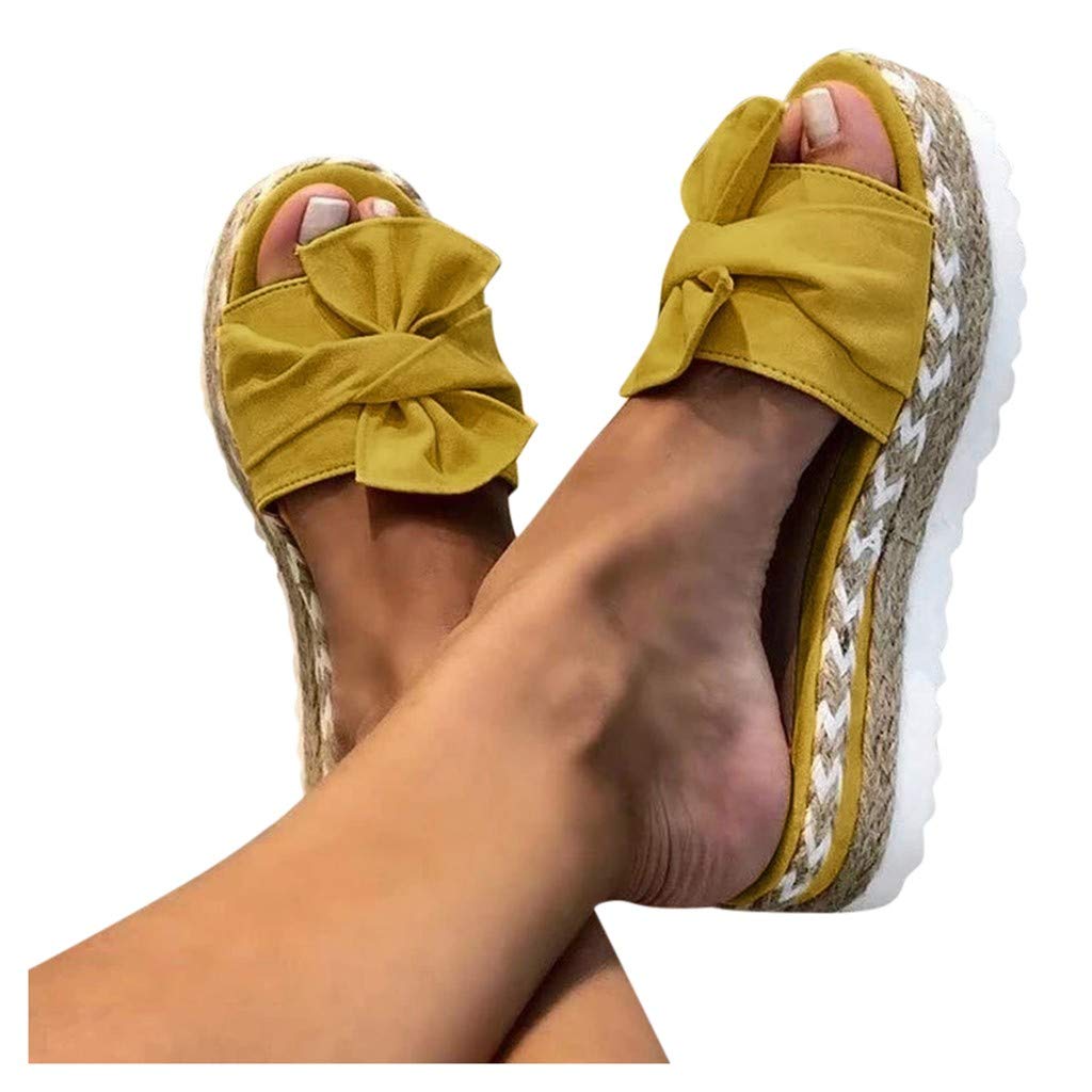 NarZhou Women's Dressy Bowknot Flat Sandals - Comfortable Wedge Flip Flops for Casual Summer Wear, Beach Vacation & Outdoor Activities