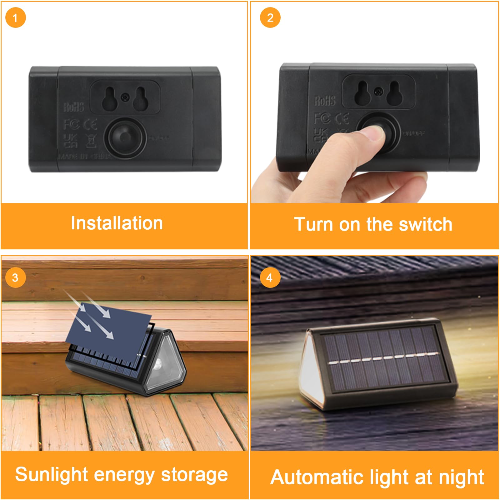 Solar Powered LED Step Fence Lights - Waterproof IP68 Outdoor Stair Lighting (4 Pack) for Yard, Garden, Patio, Walkway & Driveway - Perfect for Nighttime Safety and Landscape Decoration