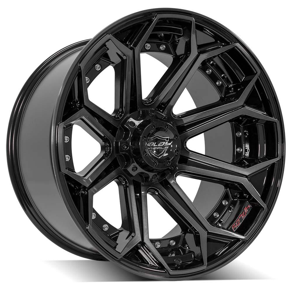 4Play Gen2 4P80R Gloss Black Wheels 22x12.0 - 6x139.7/6x135mm Bolt Pattern with Brushed Face & Tinted Clear Finish - Perfect for Off-Road Trucks, SUVs, and Custom Builds