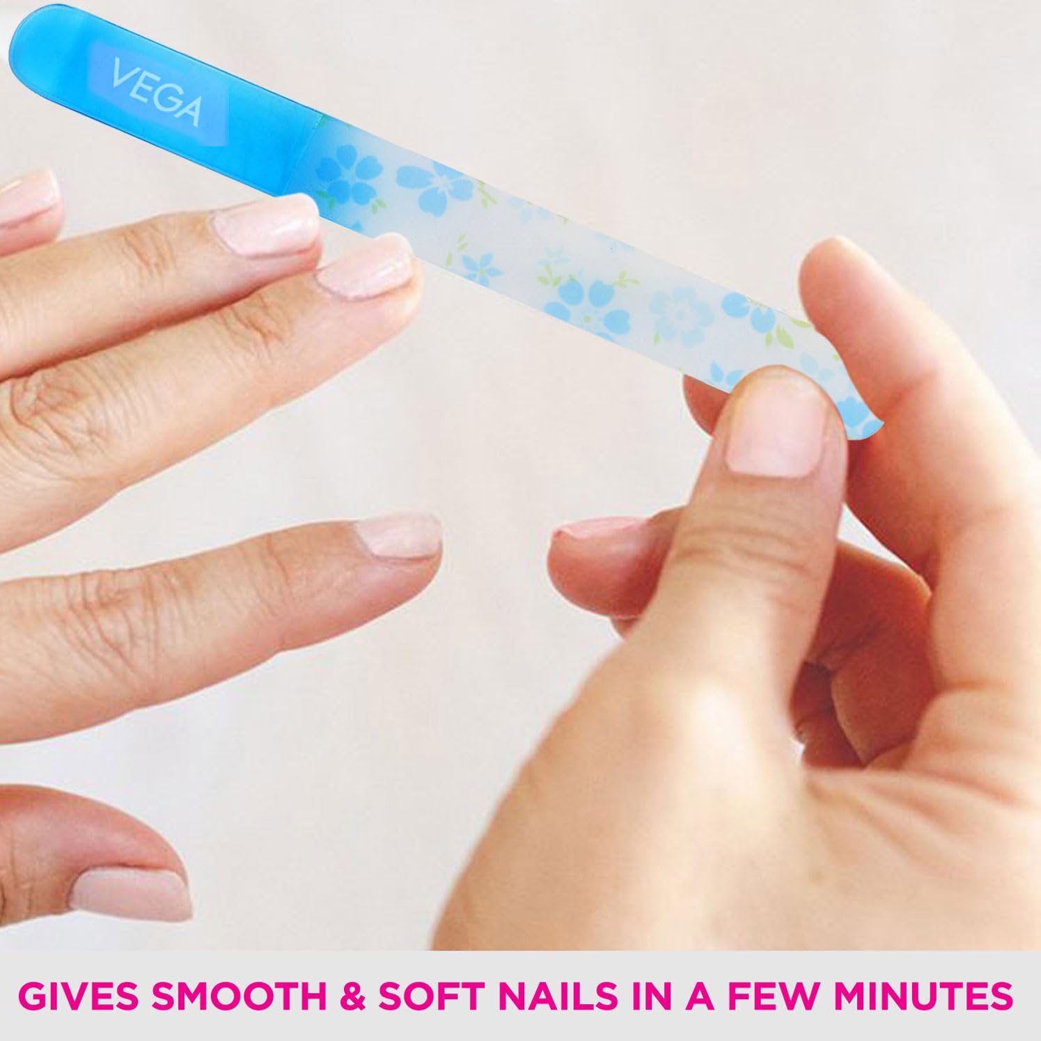 Premium Vega Crystal Glass Nail File - Blue 35g for Professional Manicure & Pedicure | Durable Nail Care Tool for Home, Salon & Travel Use